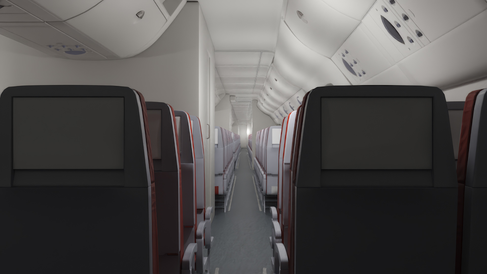 3D Airbus A380 800 Interior Red model