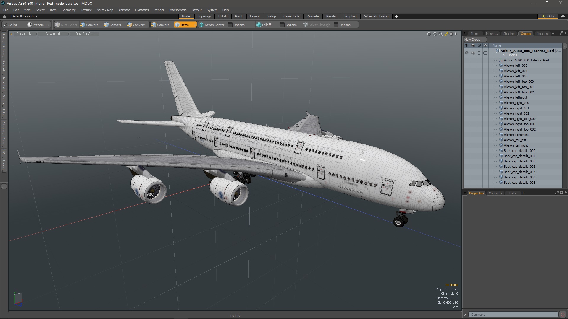 3D Airbus A380 800 Interior Red model