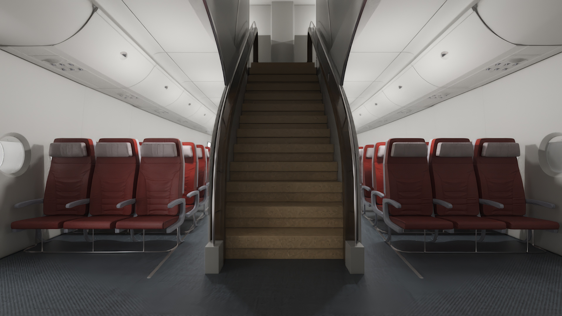 3D Airbus A380 800 Interior Red model