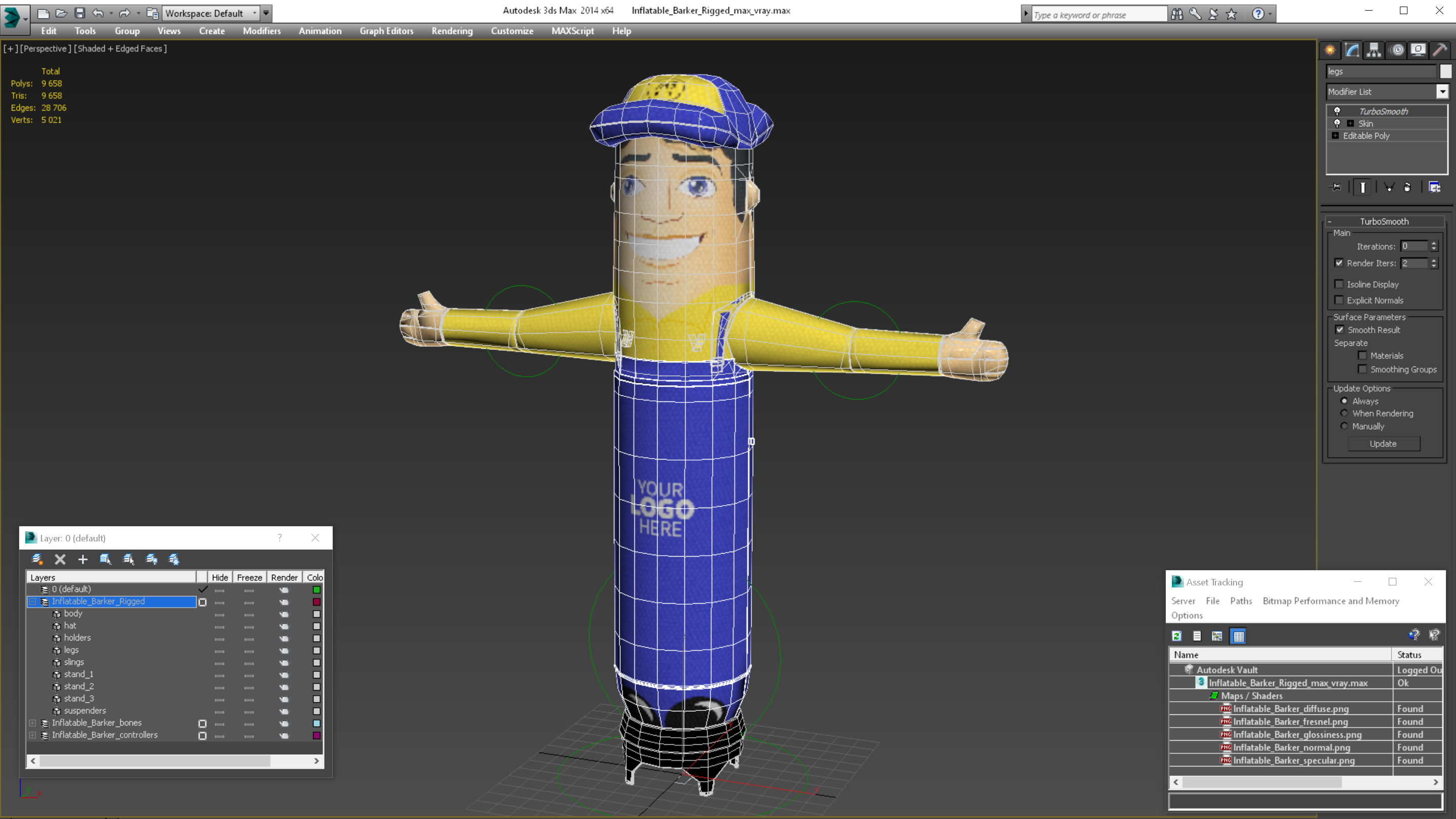 Inflatable Barker Rigged 3D model