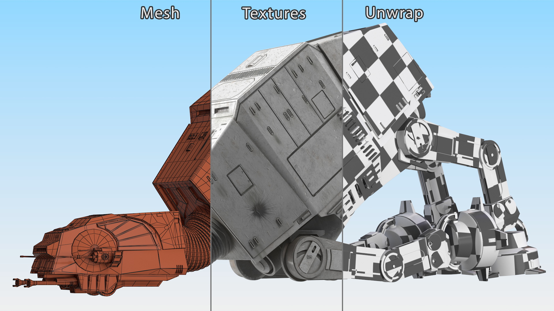 Grunge Broken AT-AT Star Wars 3D model