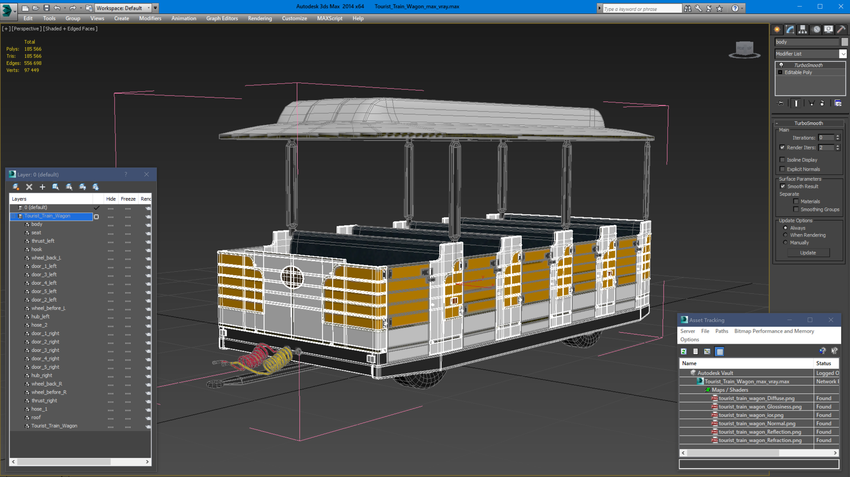 Tourist Train Wagon 3D model