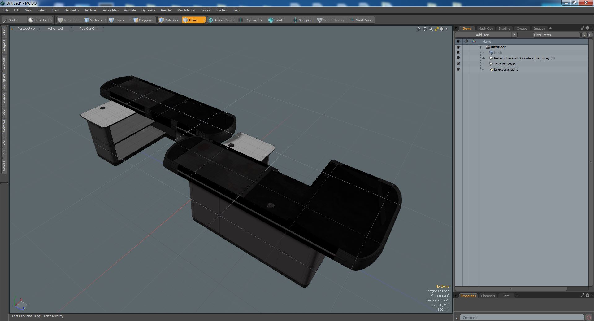 3D Retail Checkout Counters Set Grey model