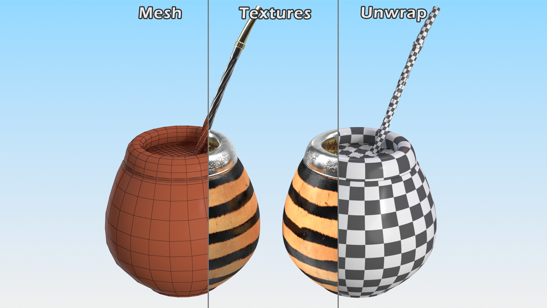 3D Yerba Mate Striped model