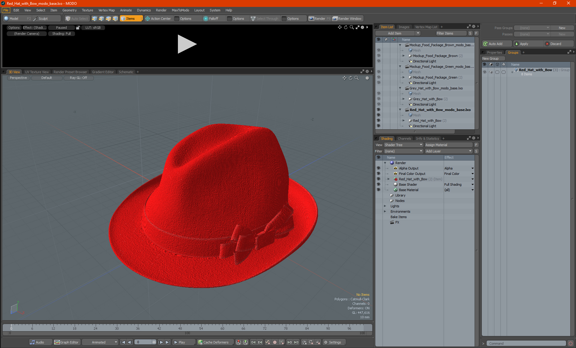 3D Red Hat with Bow