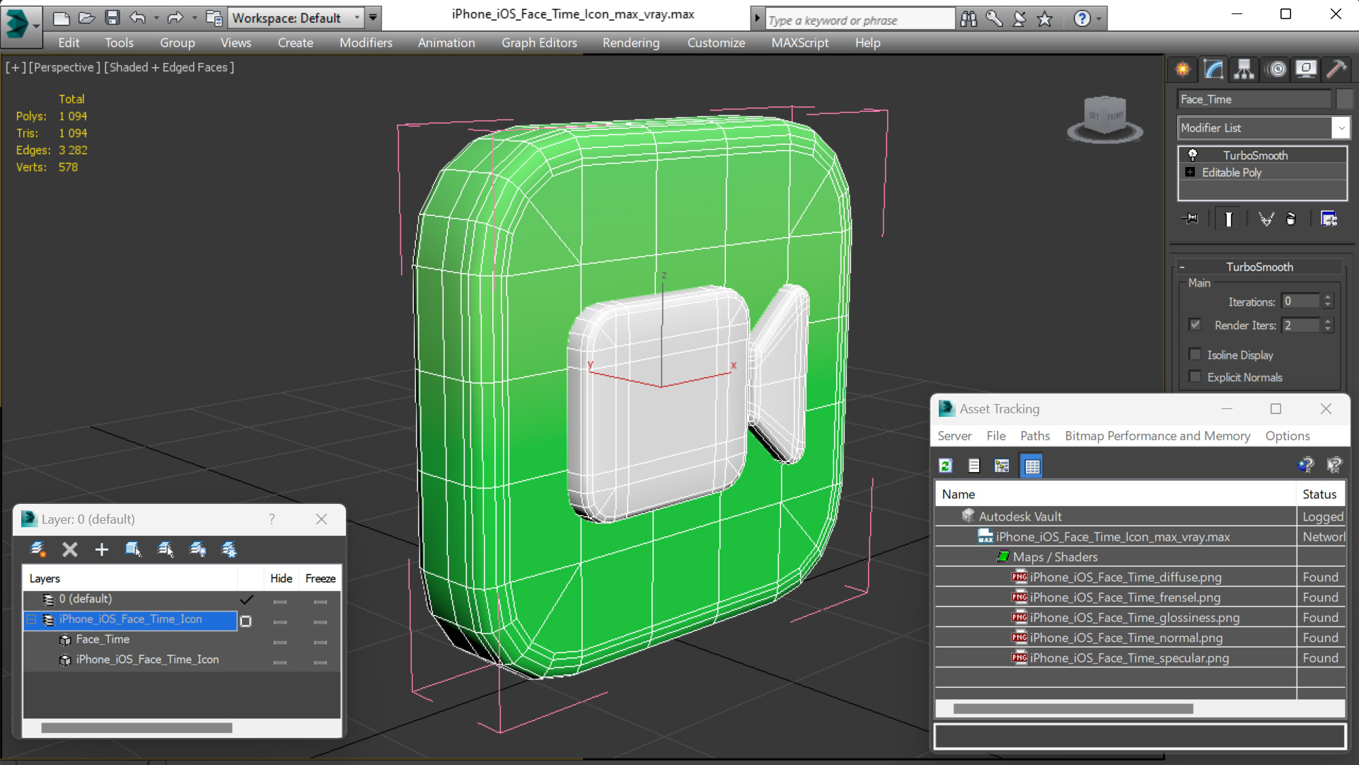 3D model iPhone iOS Face Time Icon