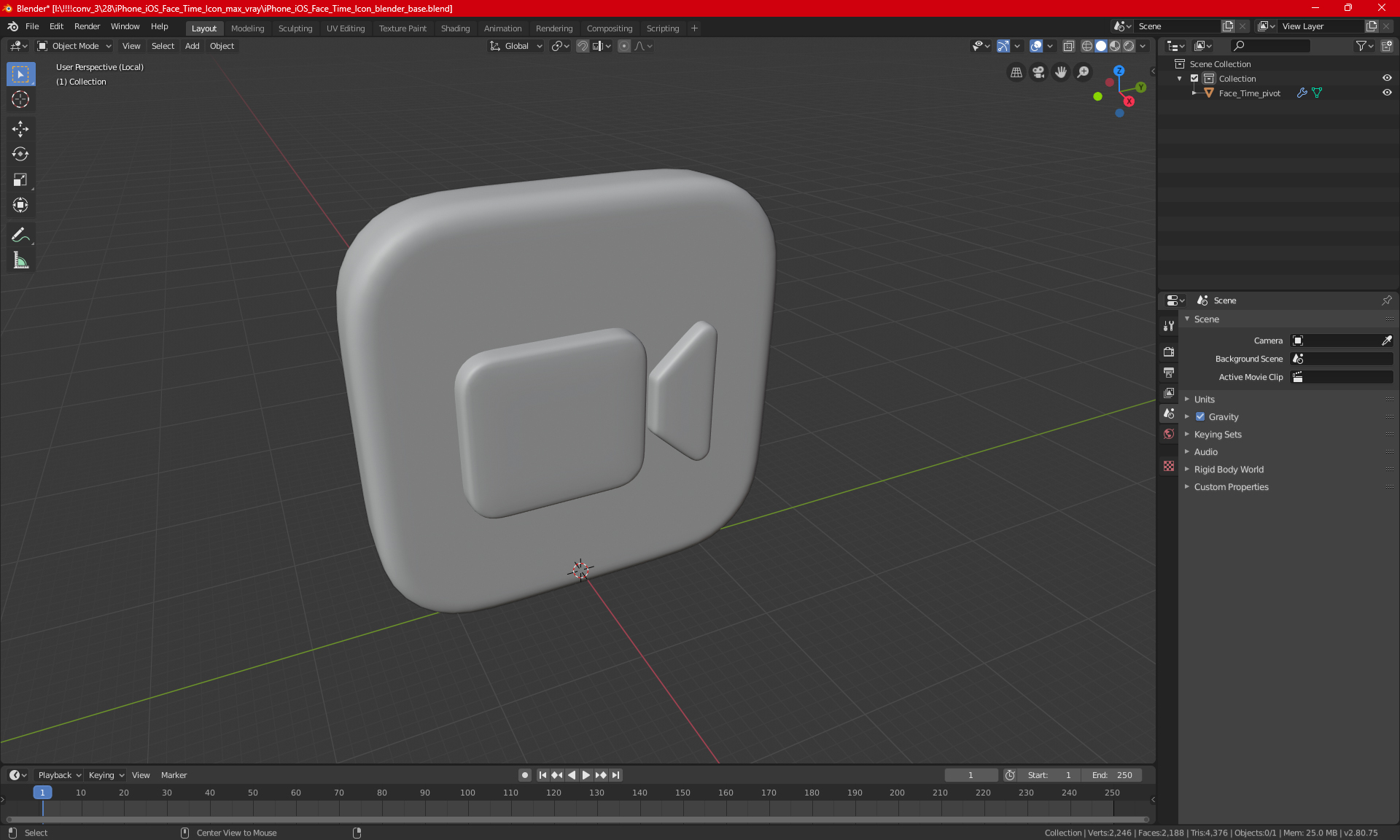 3D model iPhone iOS Face Time Icon