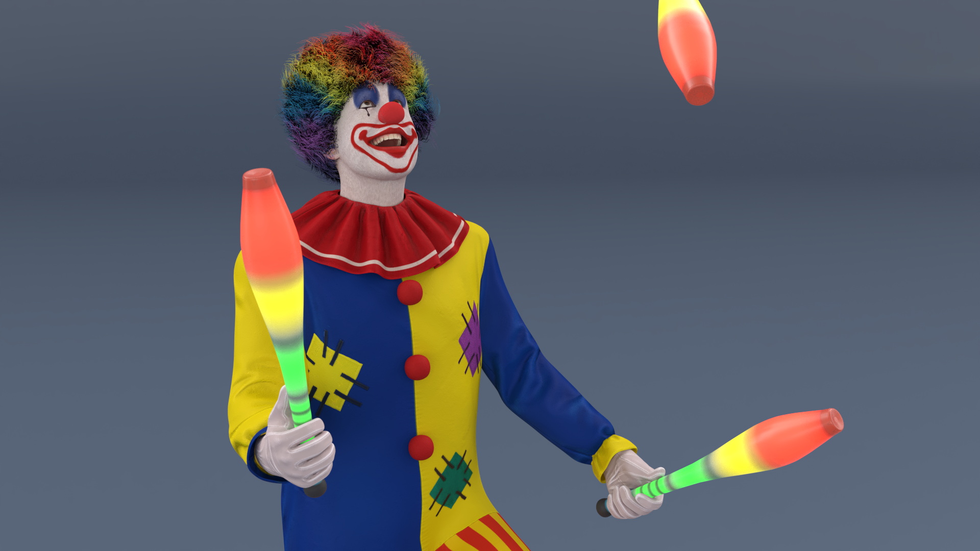 Clown Juggling Henrys Grip Clubs 3D