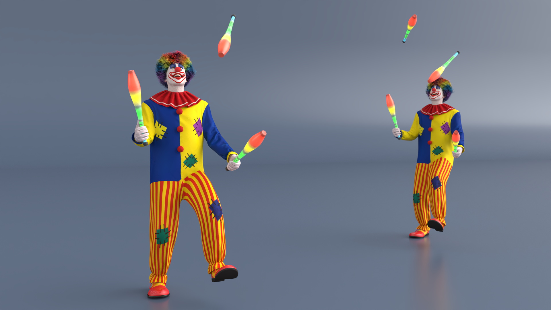 Clown Juggling Henrys Grip Clubs 3D