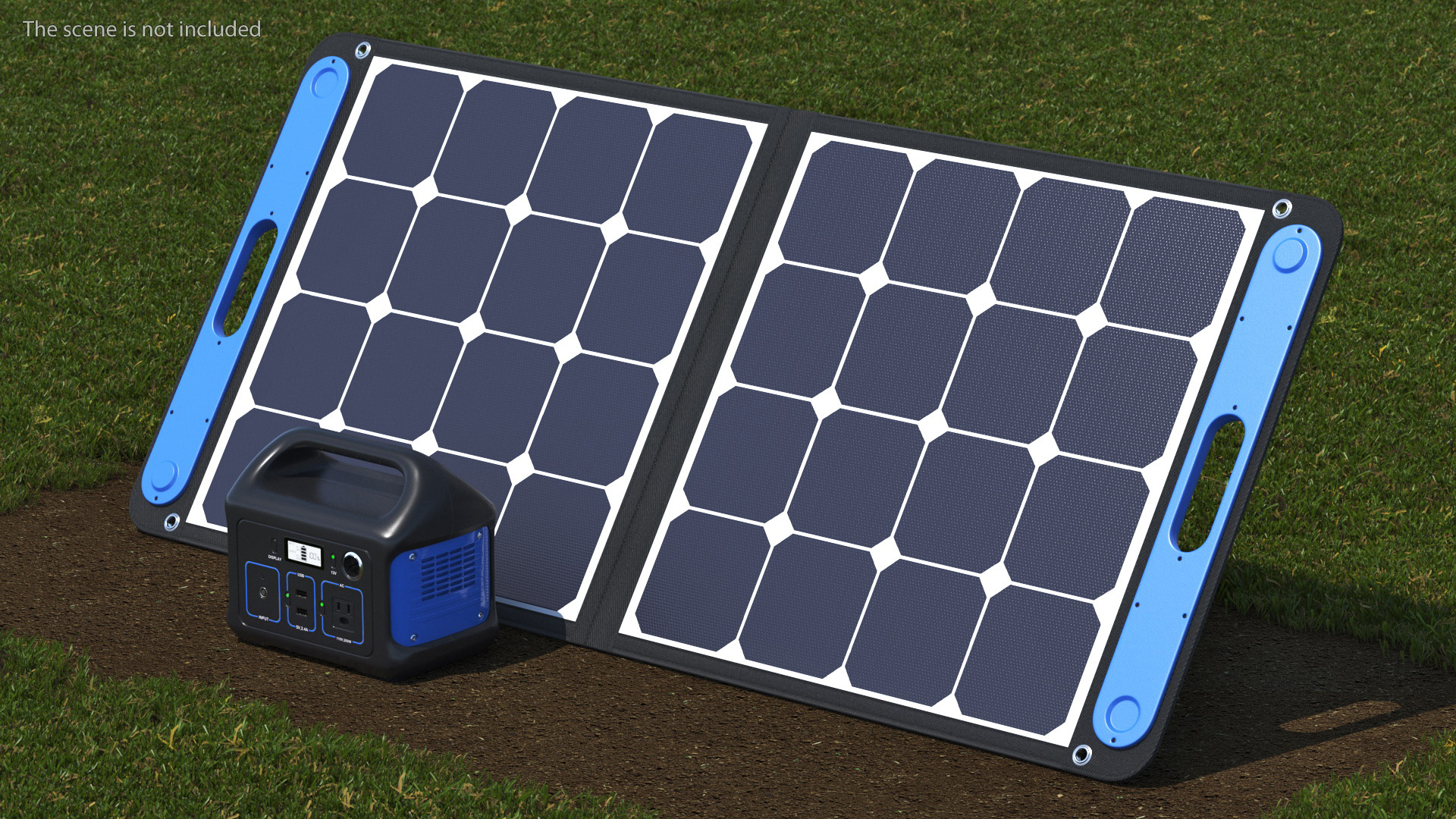 Outdoor Power Storage with Foldable Solar Panel 3D