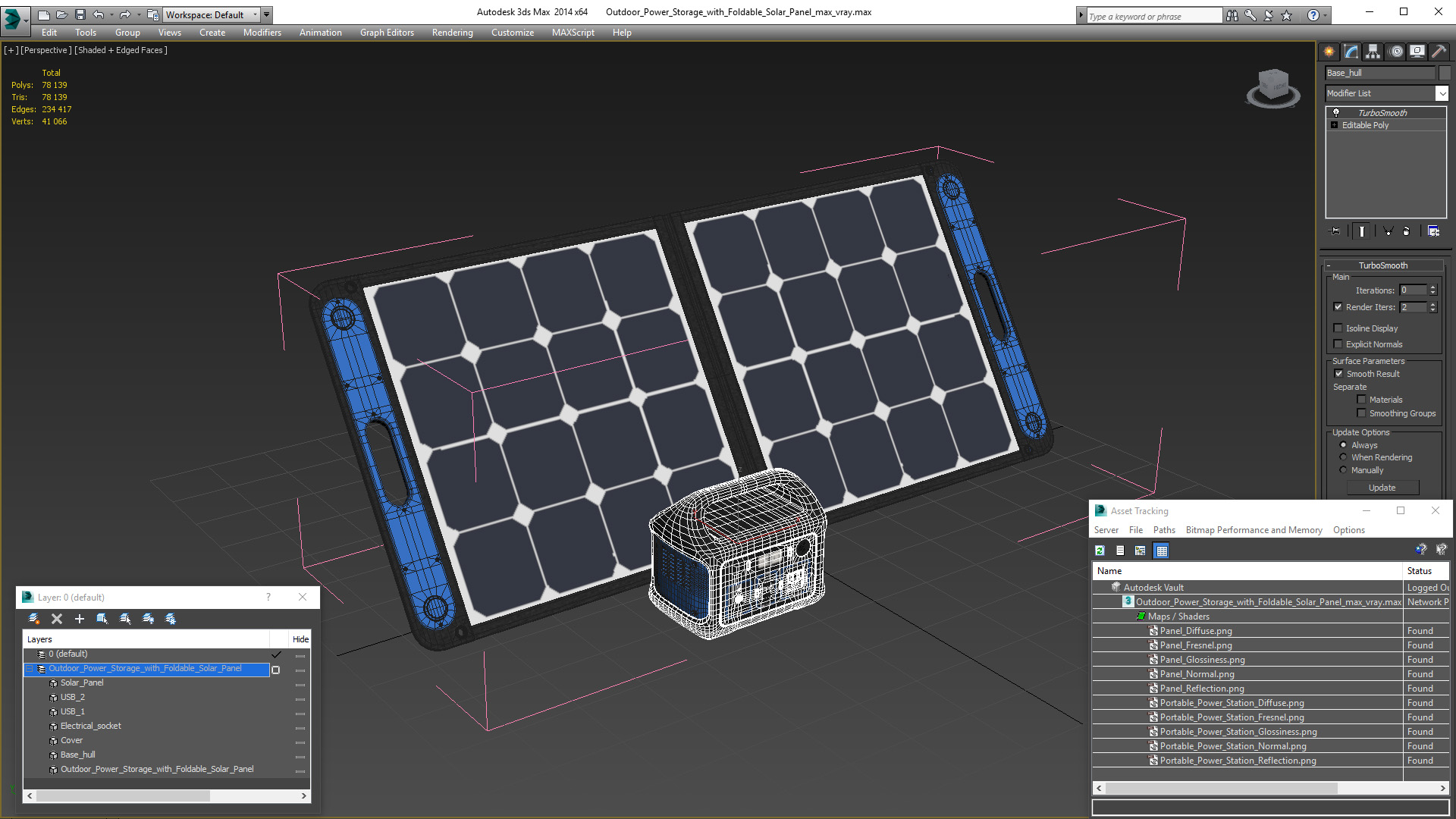 Outdoor Power Storage with Foldable Solar Panel 3D