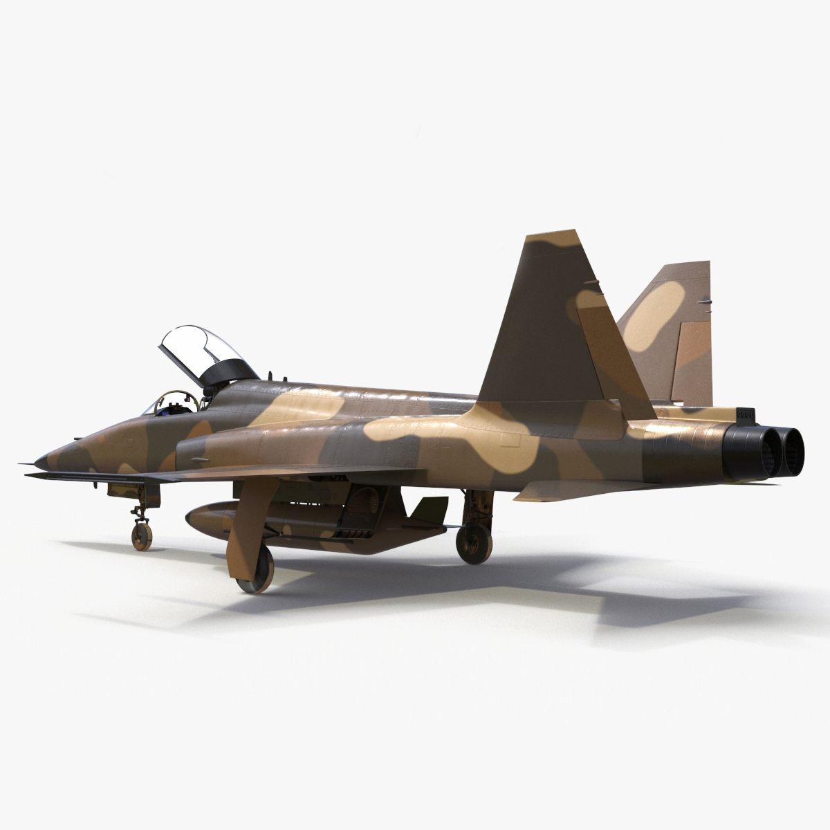 3D Sand Camouflaged Military Fighter Jet Rigged for Maya model