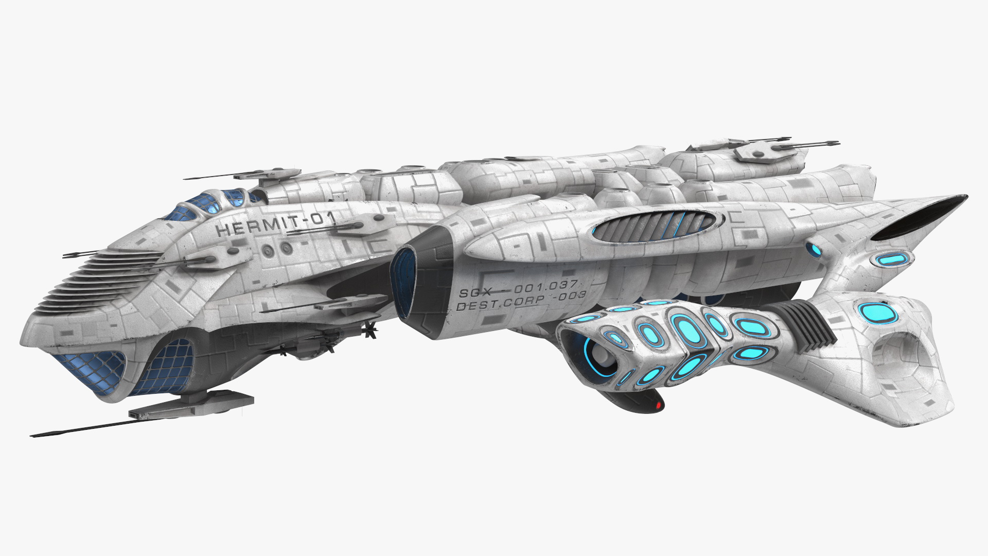 Fantastic Battle Spaceship White 3D