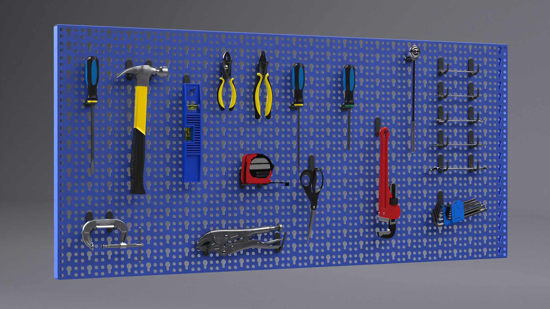 3D Wall Mounted Tool Storage Loaded with Items model