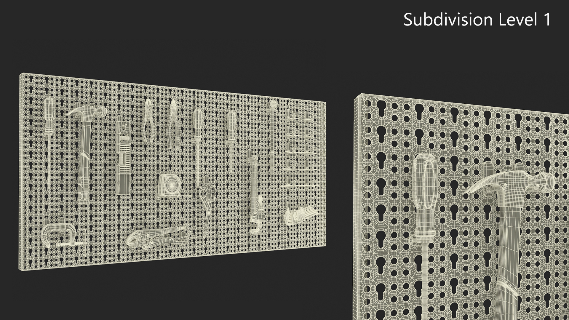 3D Wall Mounted Tool Storage Loaded with Items model