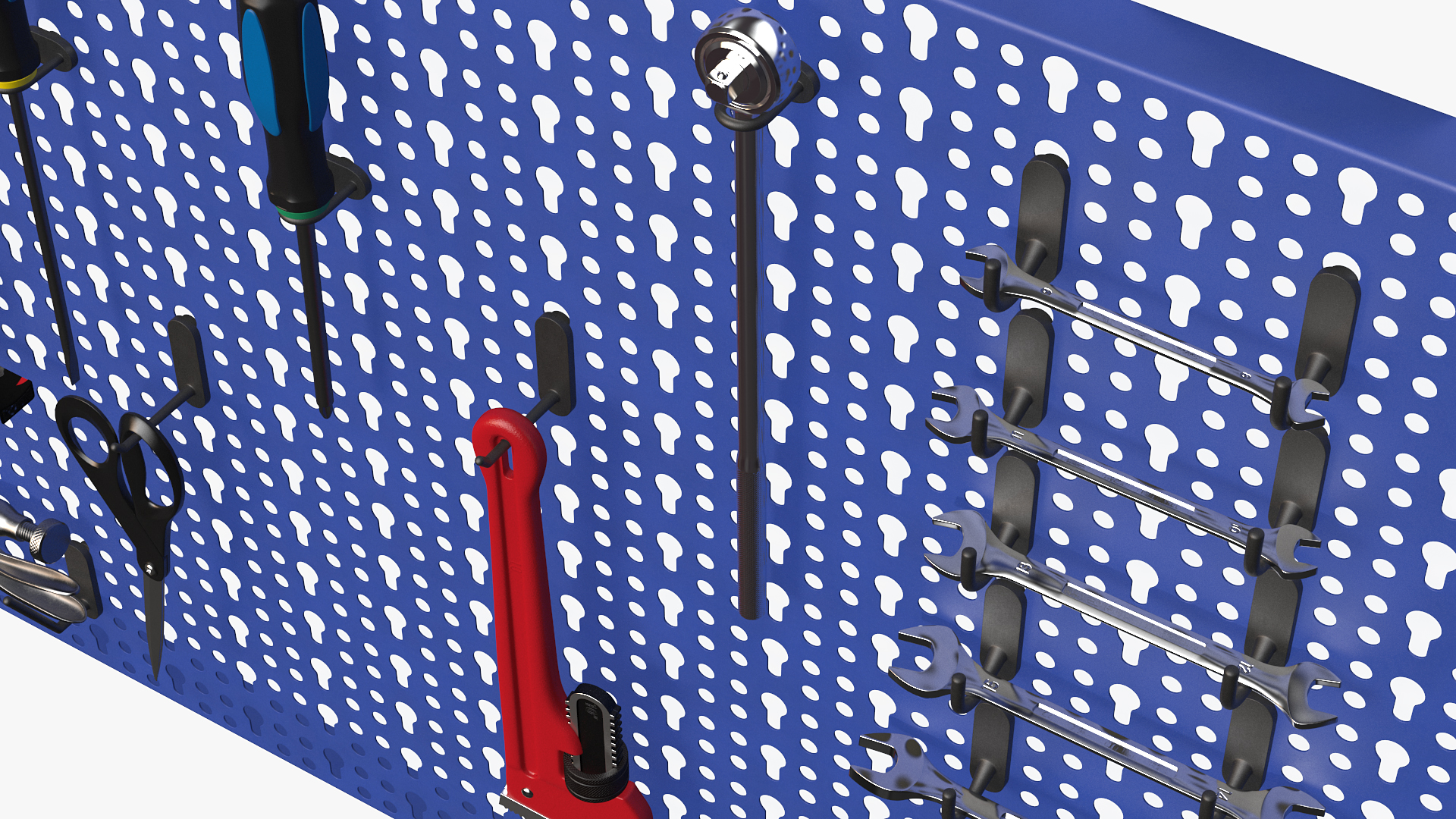 3D Wall Mounted Tool Storage Loaded with Items model