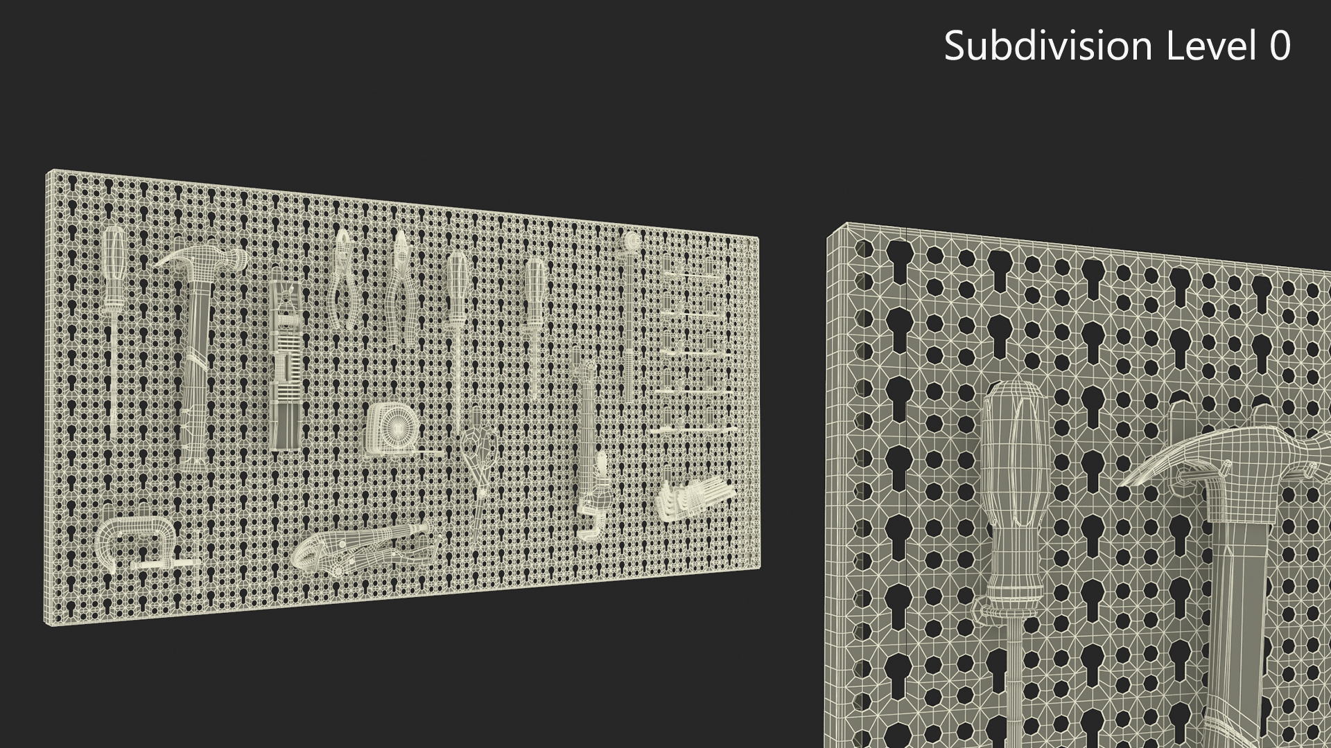 3D Wall Mounted Tool Storage Loaded with Items model