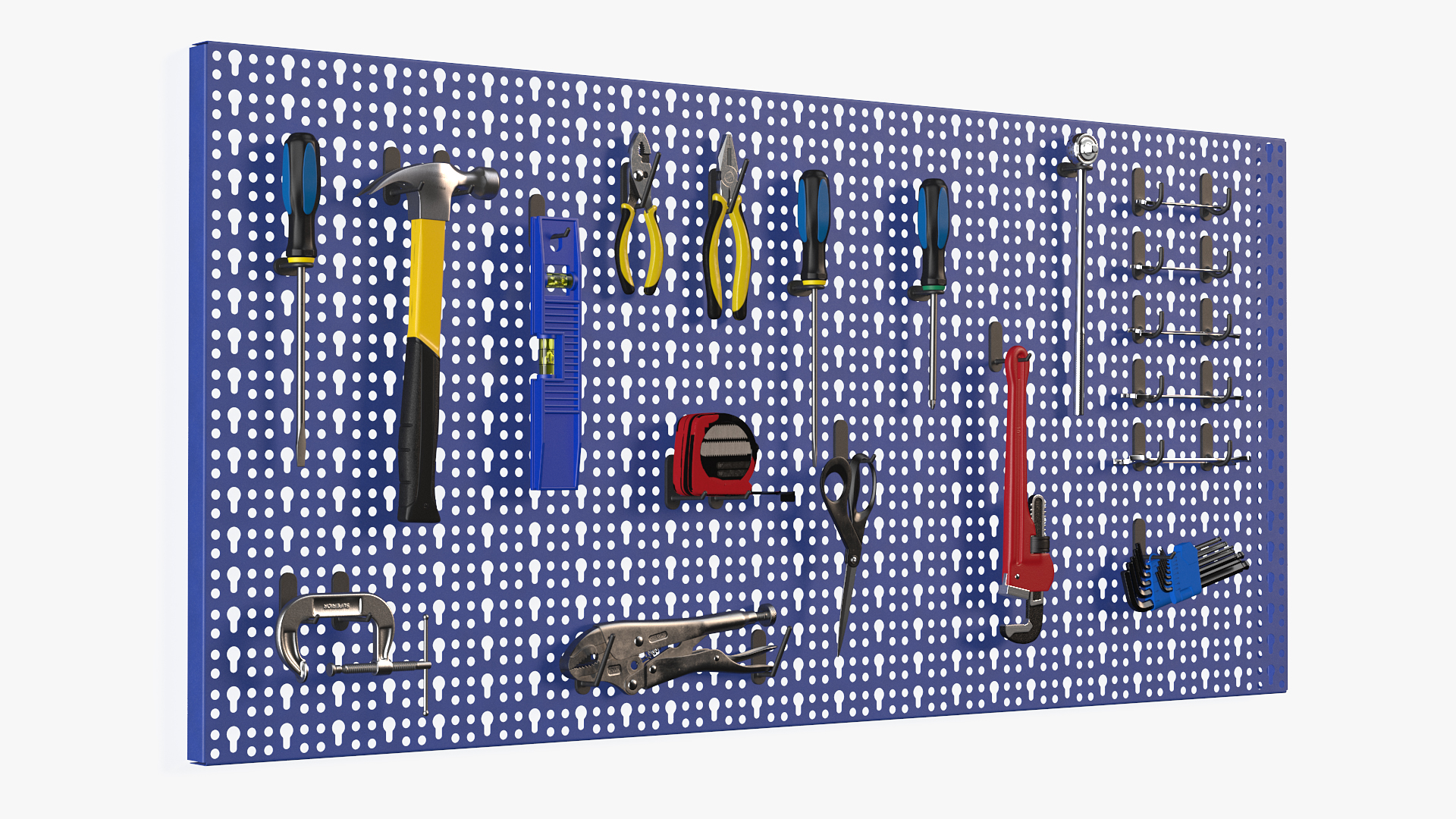 3D Wall Mounted Tool Storage Loaded with Items model