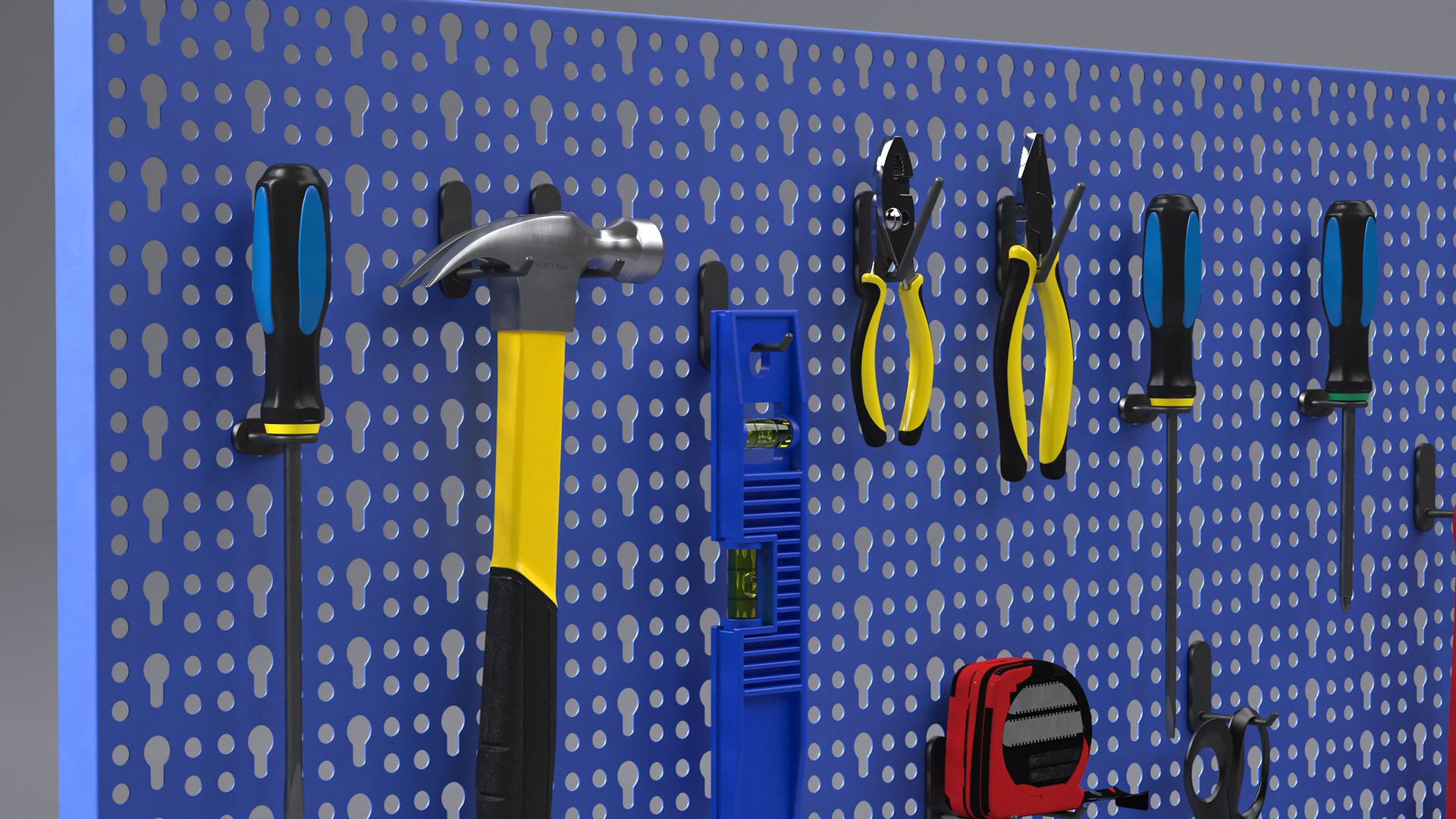 3D Wall Mounted Tool Storage Loaded with Items model