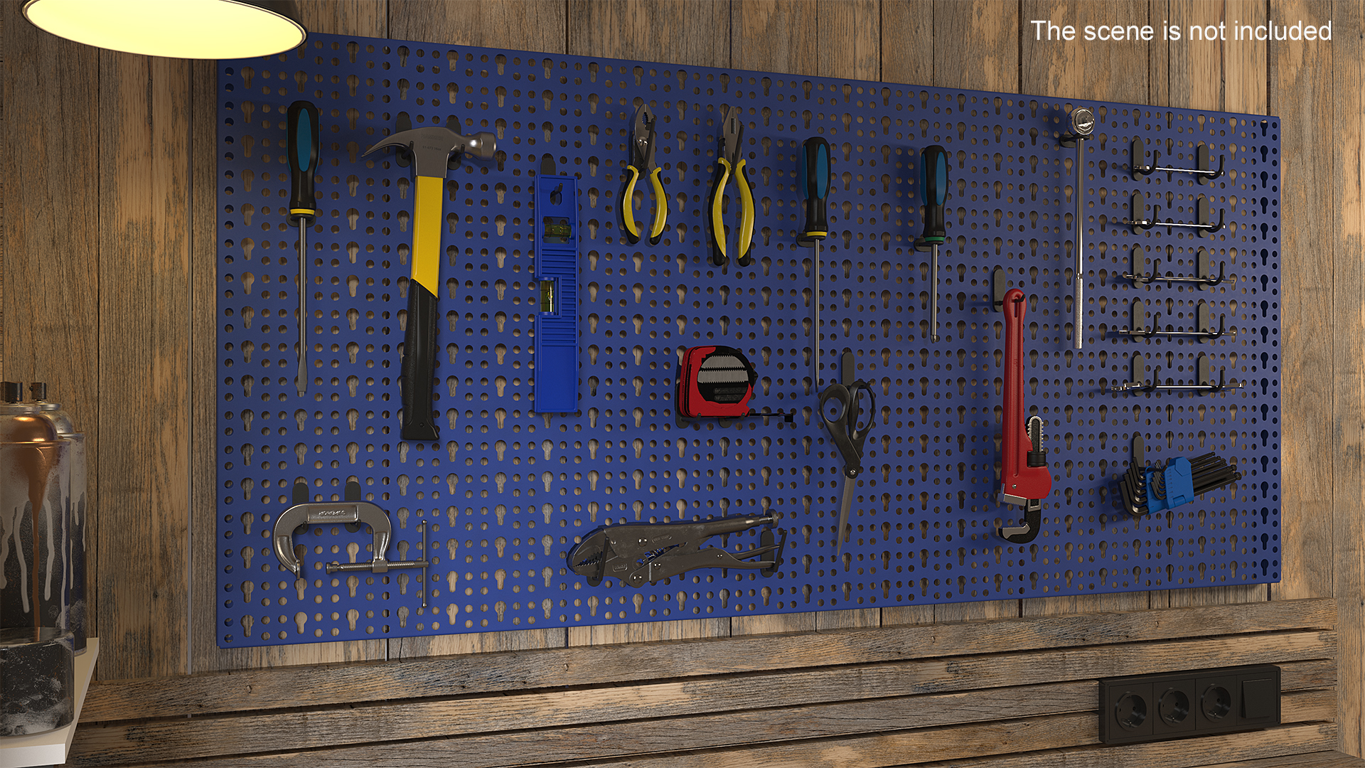 3D Wall Mounted Tool Storage Loaded with Items model