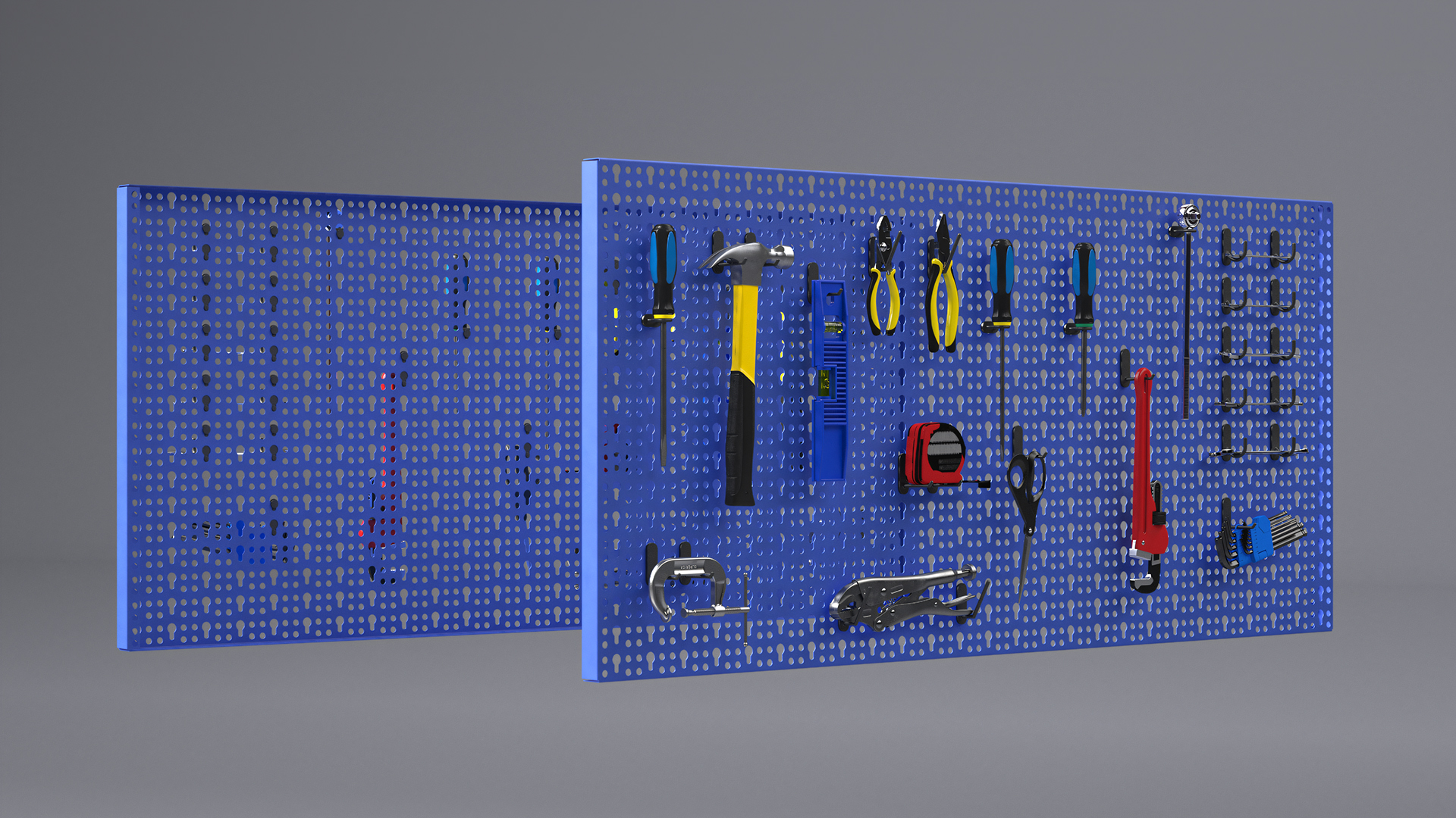 3D Wall Mounted Tool Storage Loaded with Items model