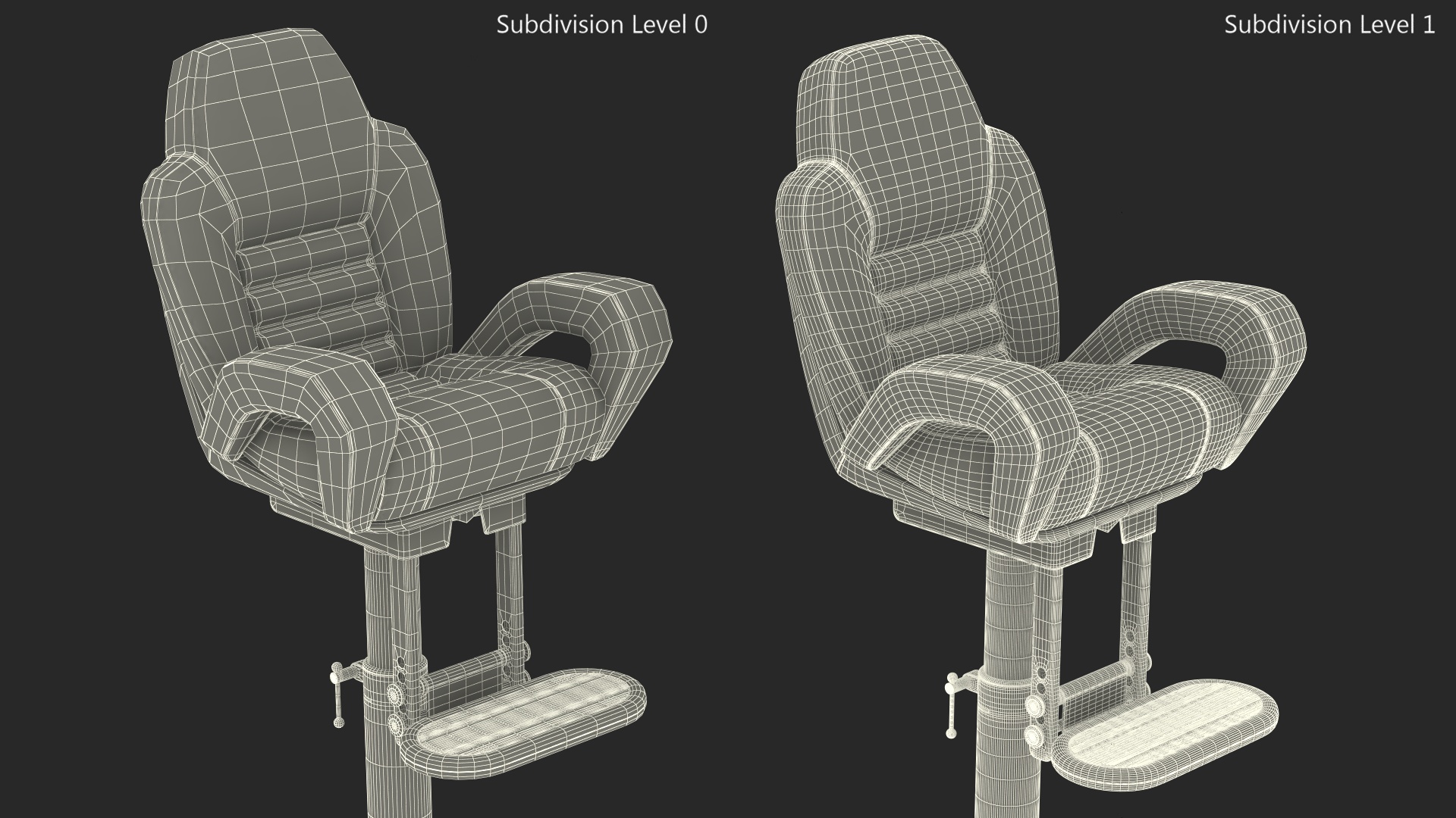 3D Captain Helm Chair with Footrest Black model