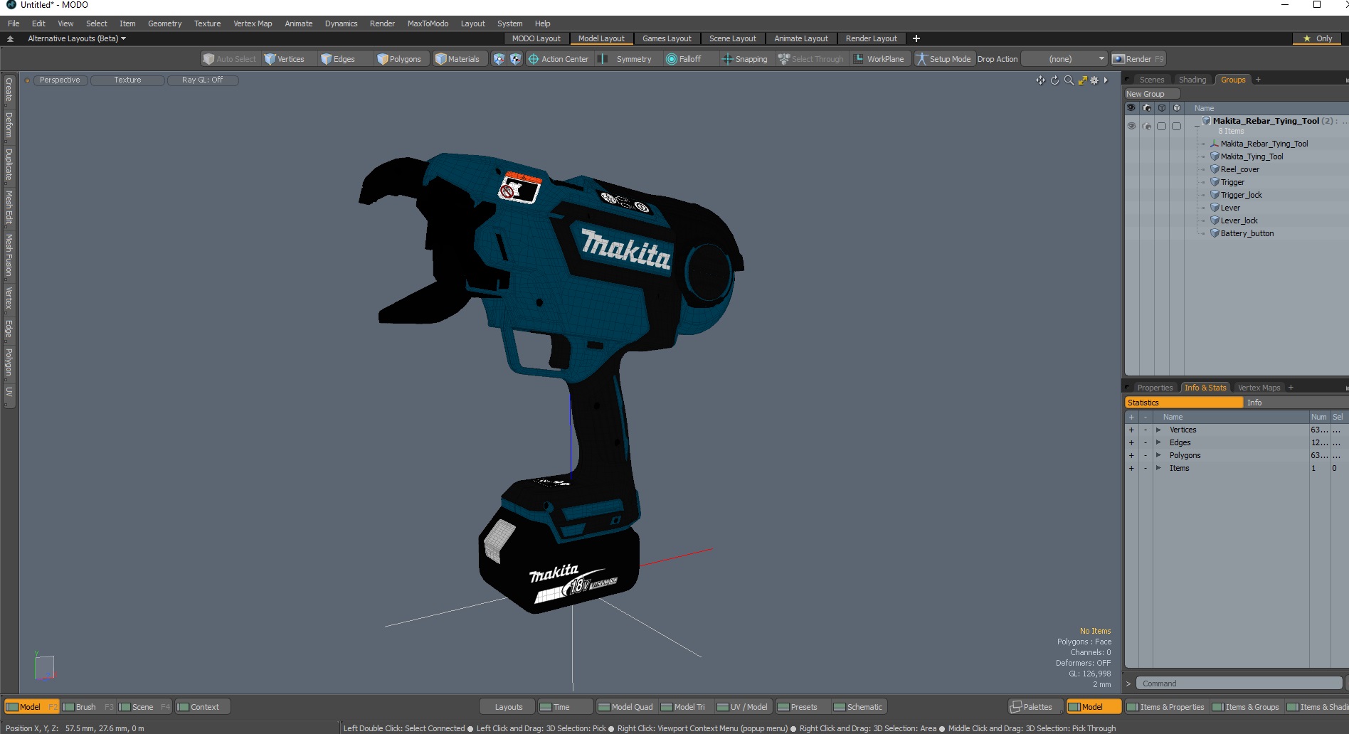 3D Makita Rebar Tying Tool model