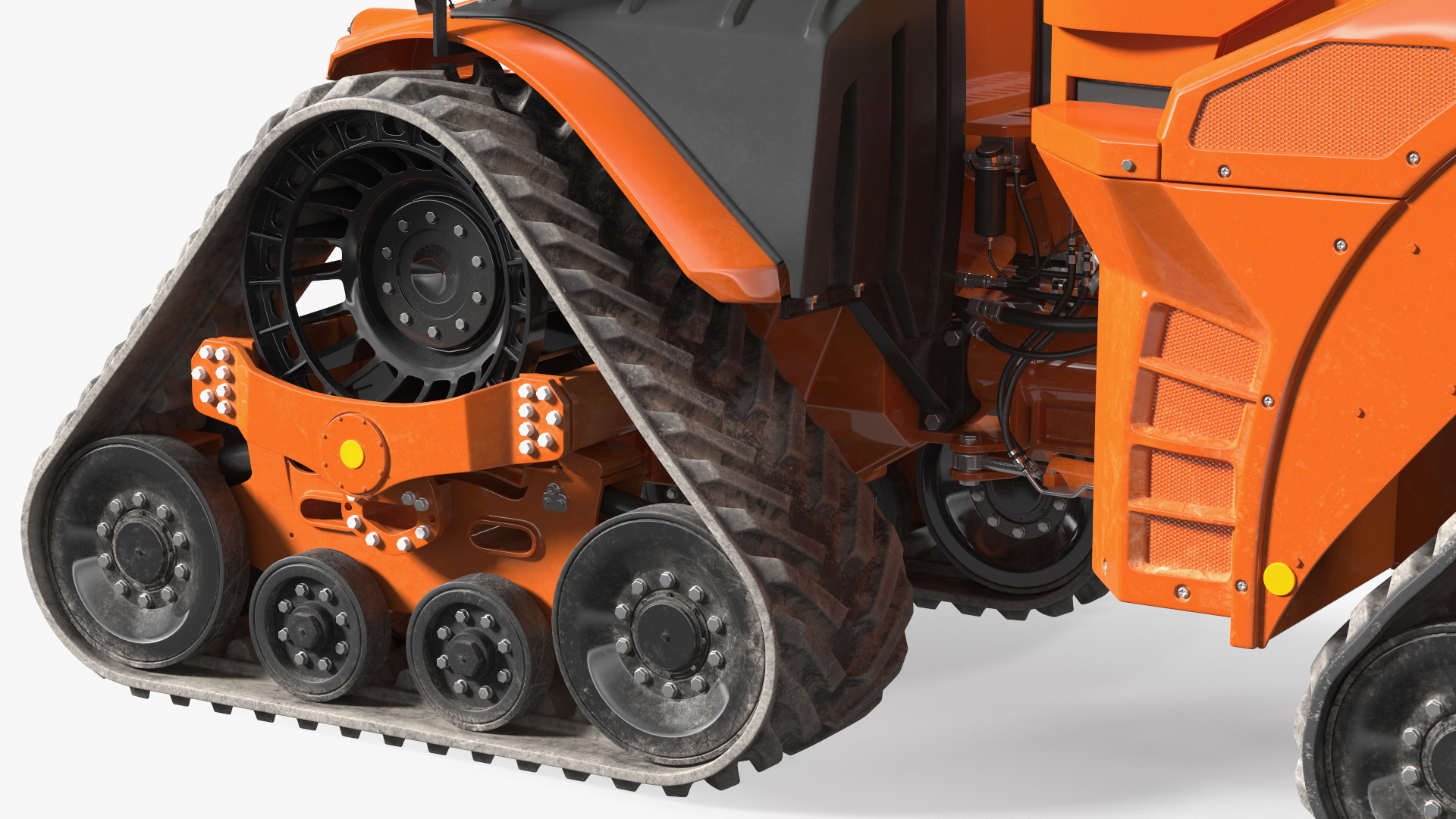 3D Four Track Tractor Dirty Rigged