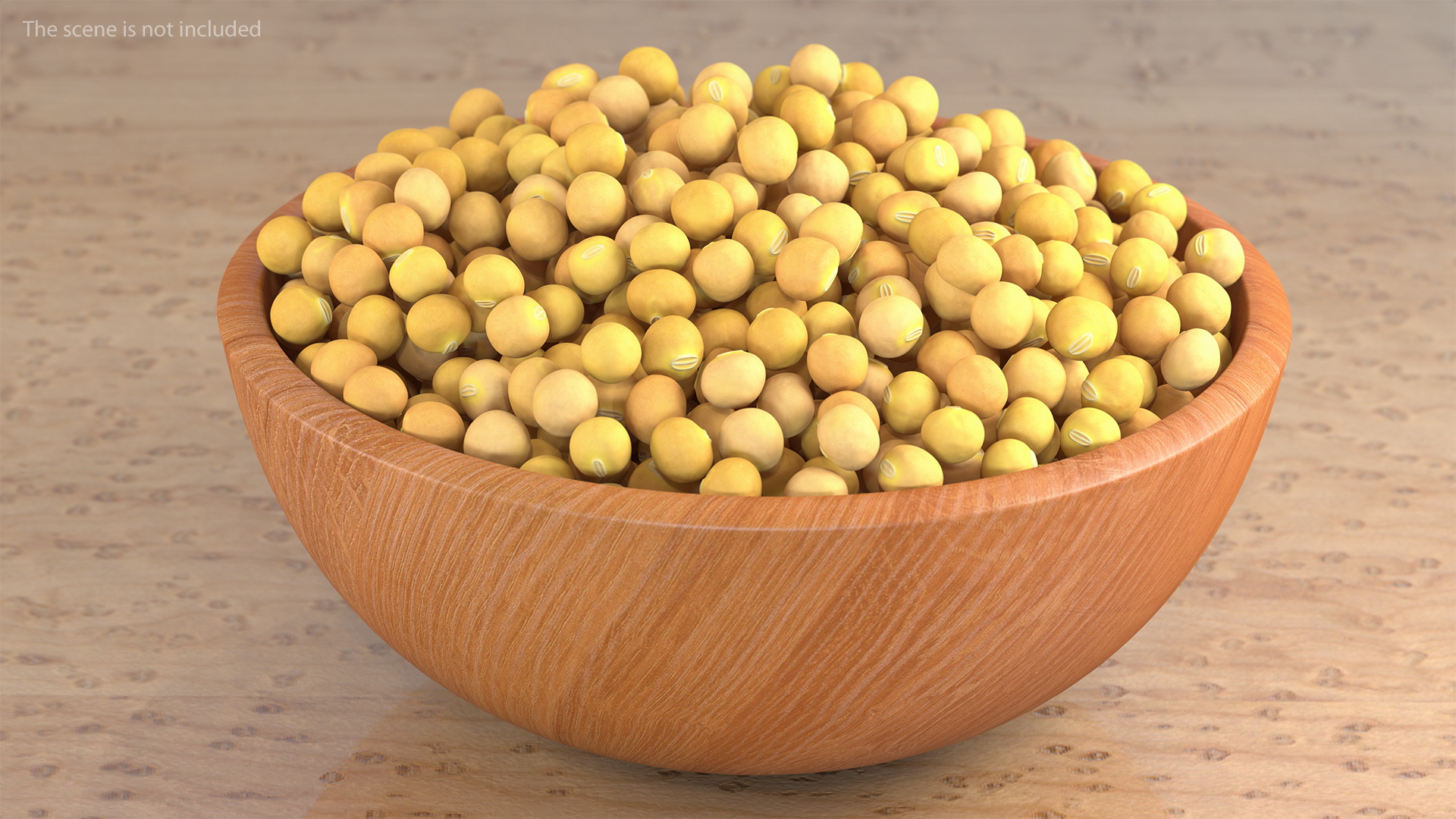 Soybean in Wooden Bowl 3D