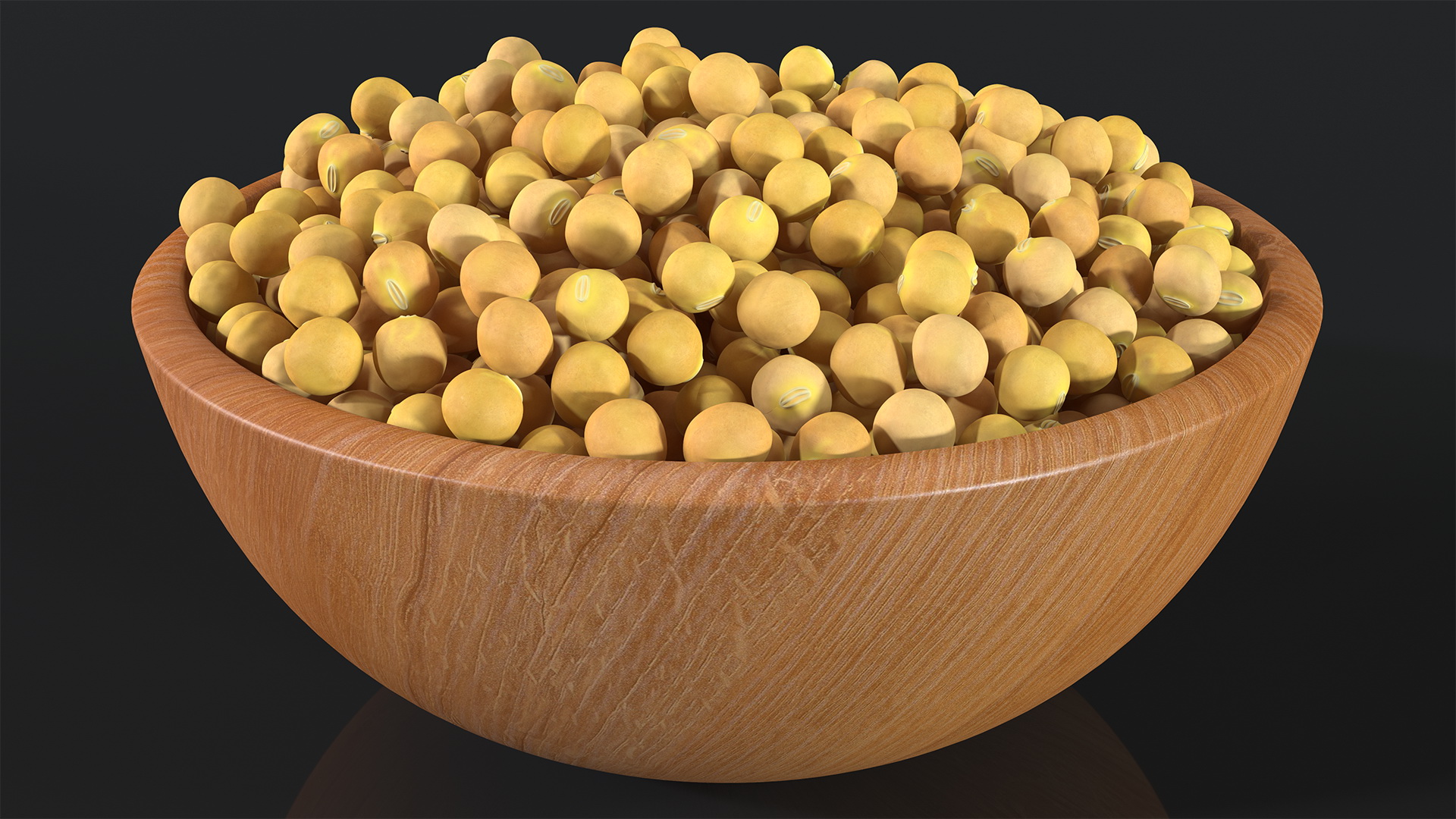 Soybean in Wooden Bowl 3D