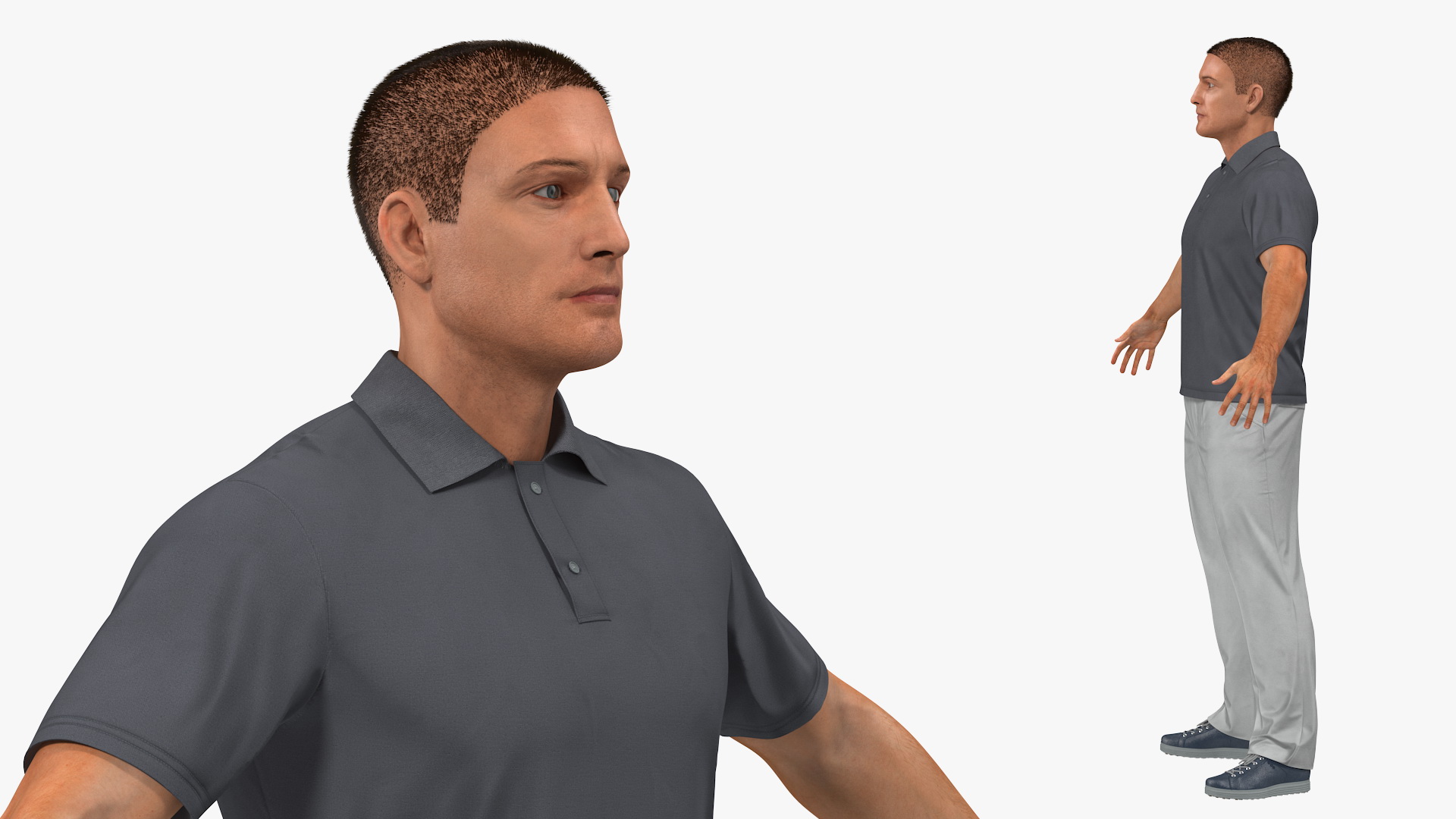 Man in Casual Wear with Fur Rigged 3D model