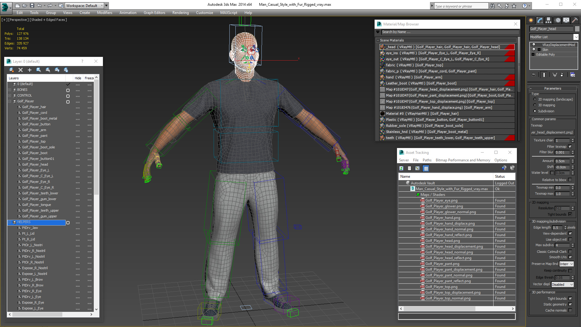 Man in Casual Wear with Fur Rigged 3D model