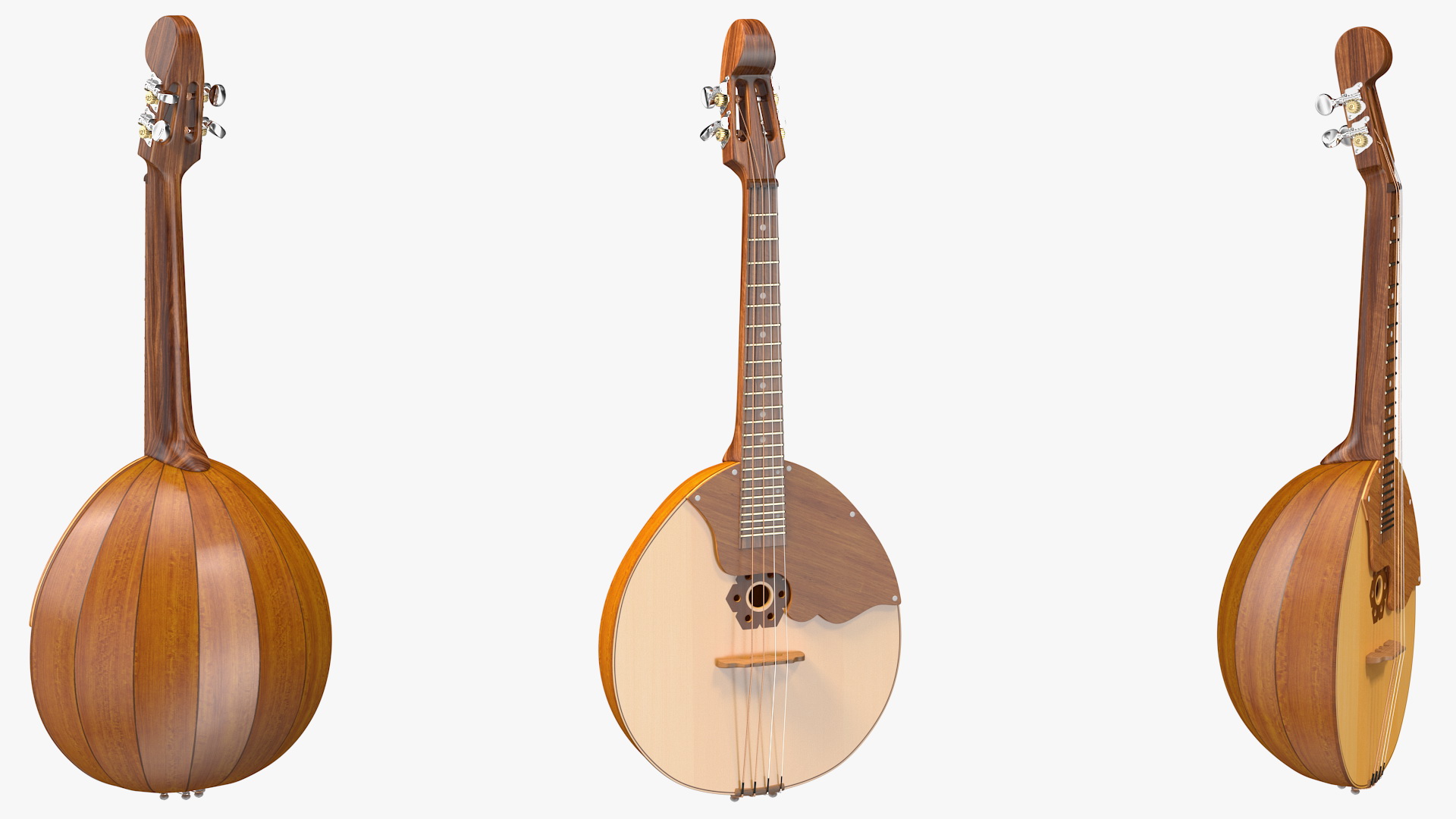 Domra Prima Four String Folk Instrument 3D model