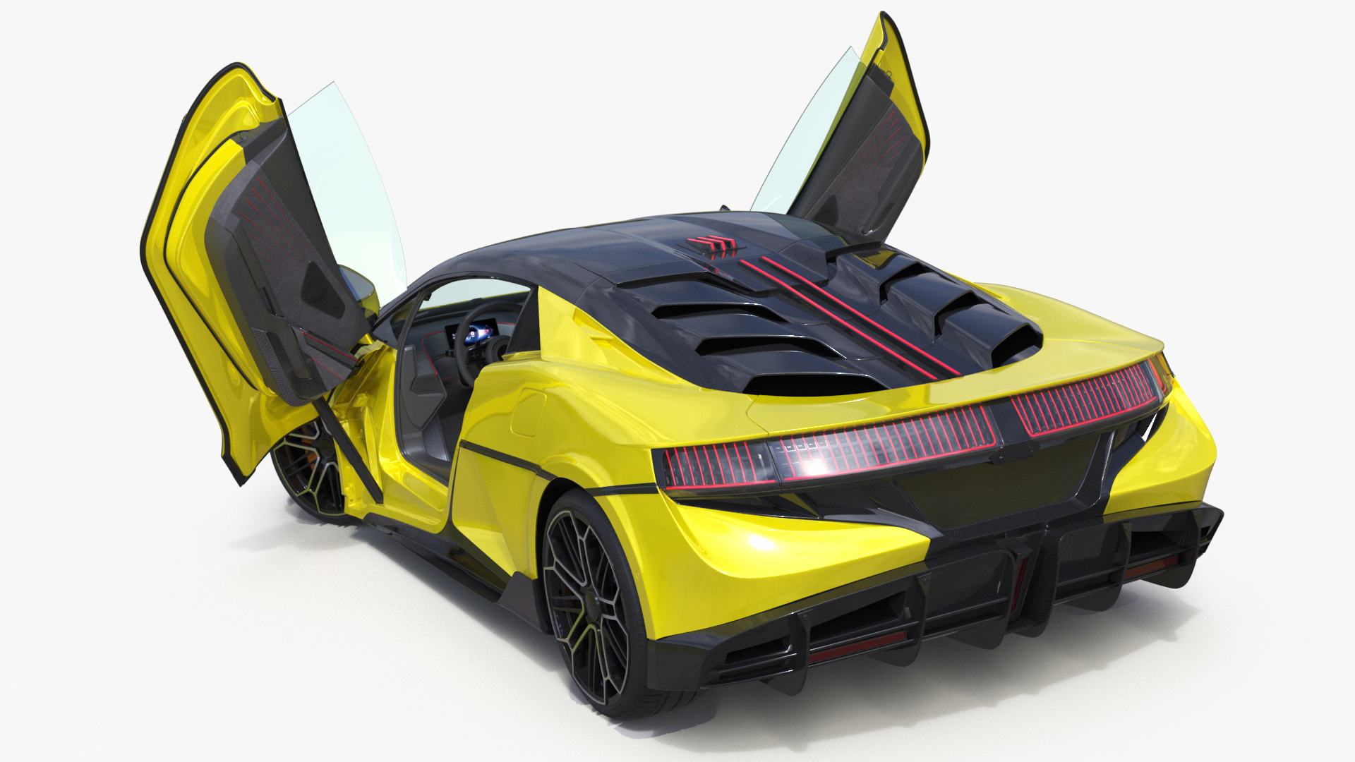 3D model Modern Yellow Supercar Coupe Rigged