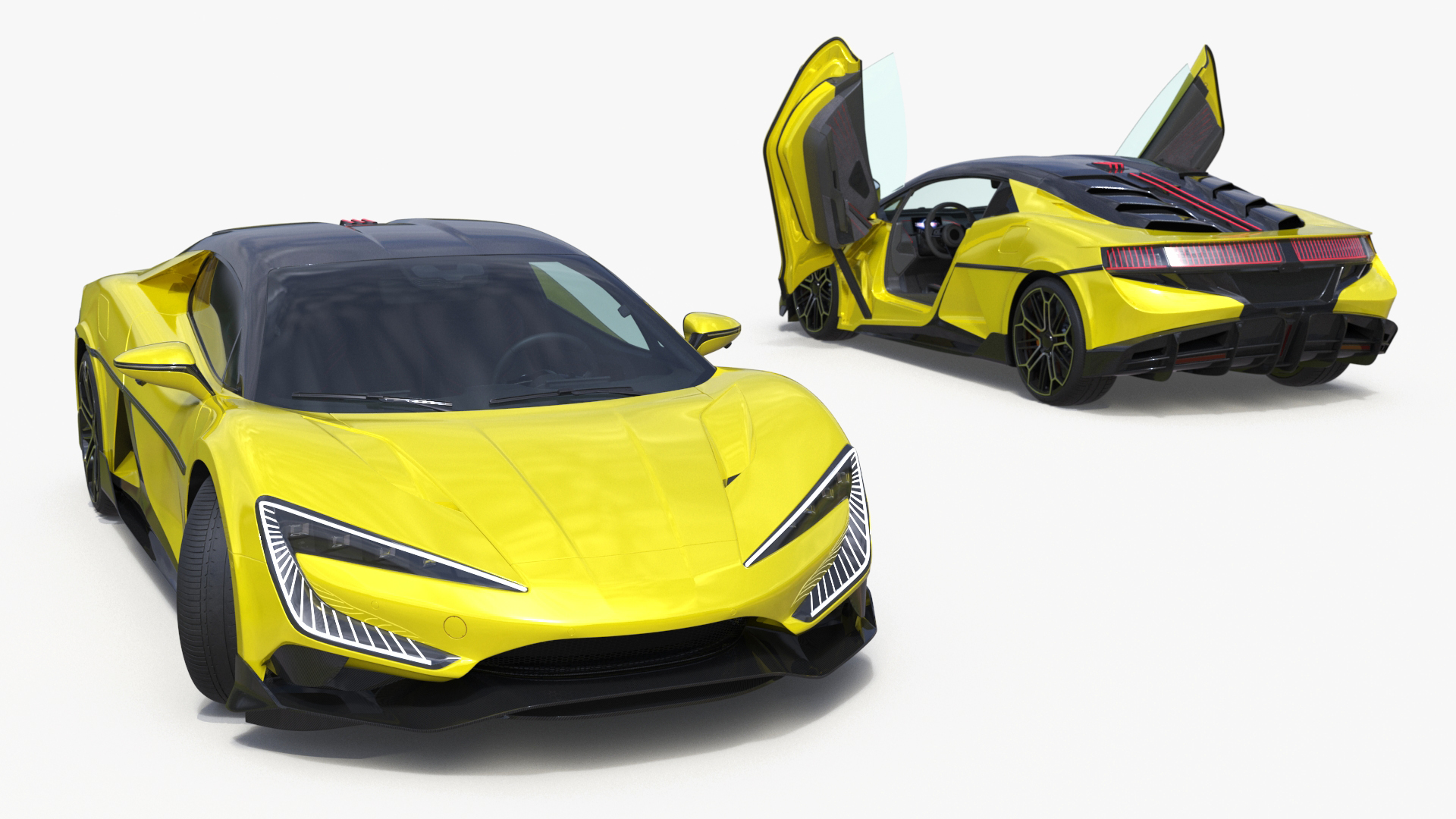 3D model Modern Yellow Supercar Coupe Rigged