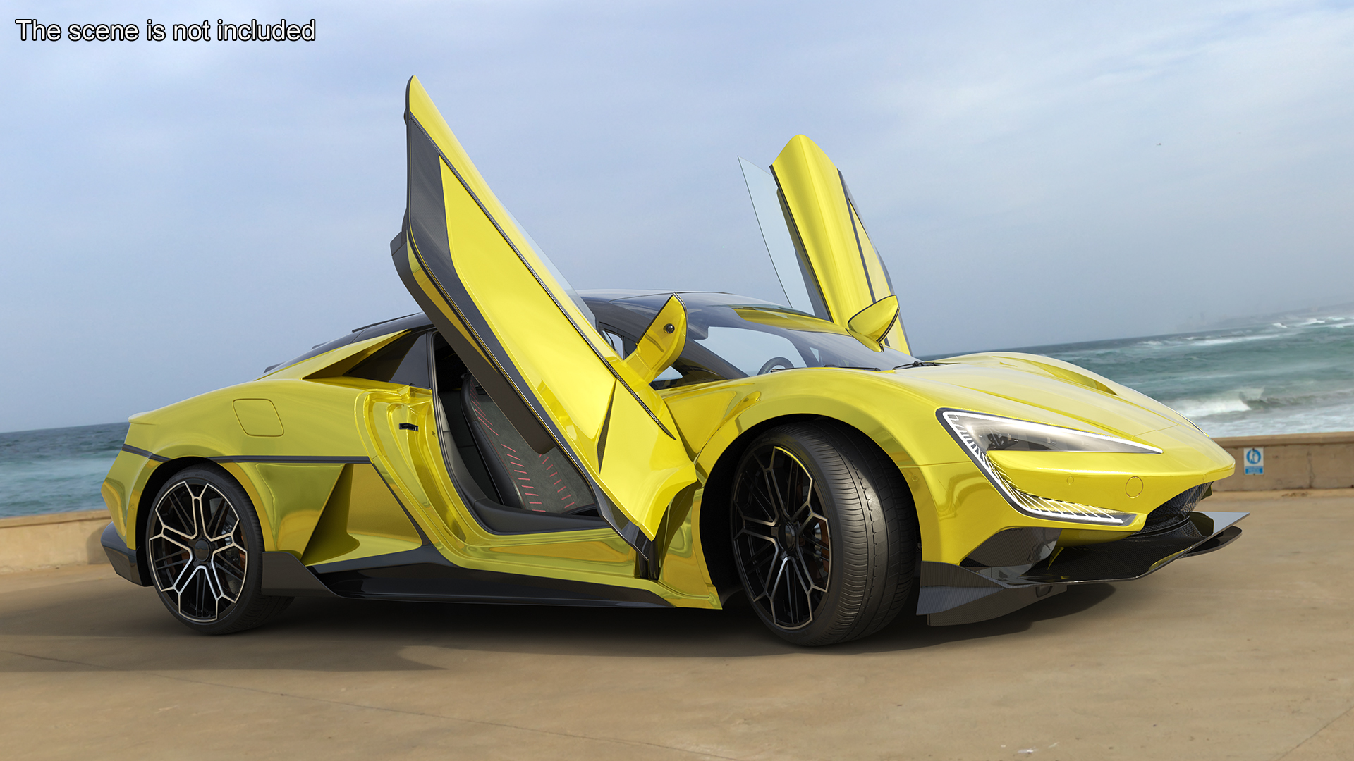 3D model Modern Yellow Supercar Coupe Rigged