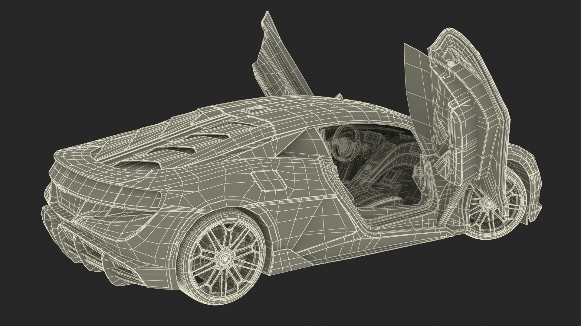 3D model Modern Yellow Supercar Coupe Rigged