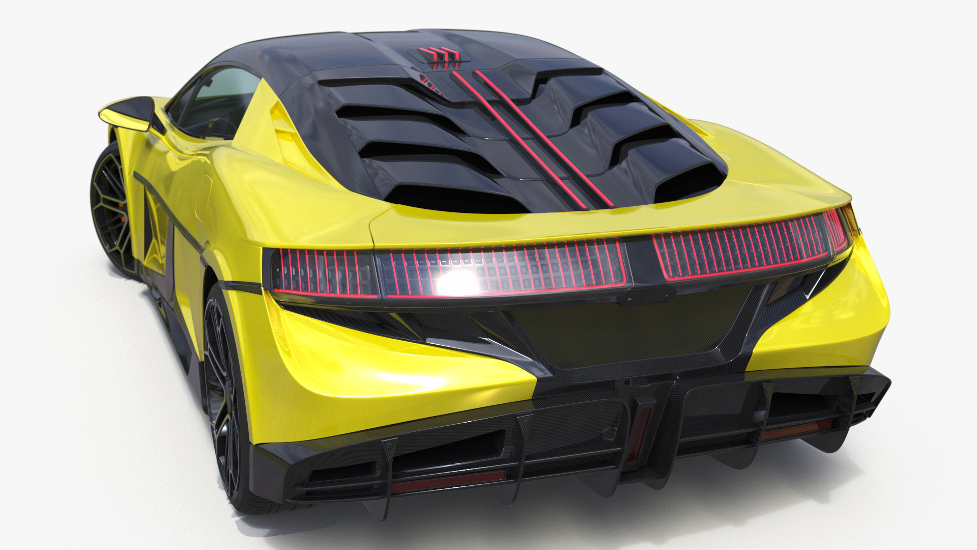 3D model Modern Yellow Supercar Coupe Rigged