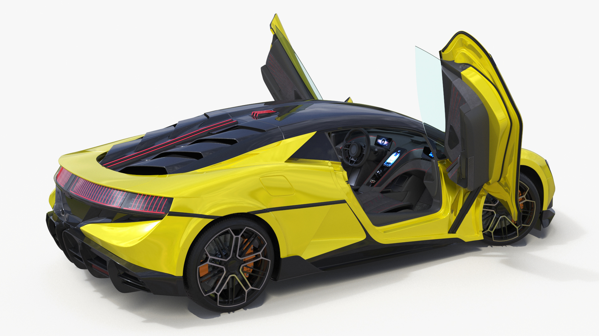 3D model Modern Yellow Supercar Coupe Rigged