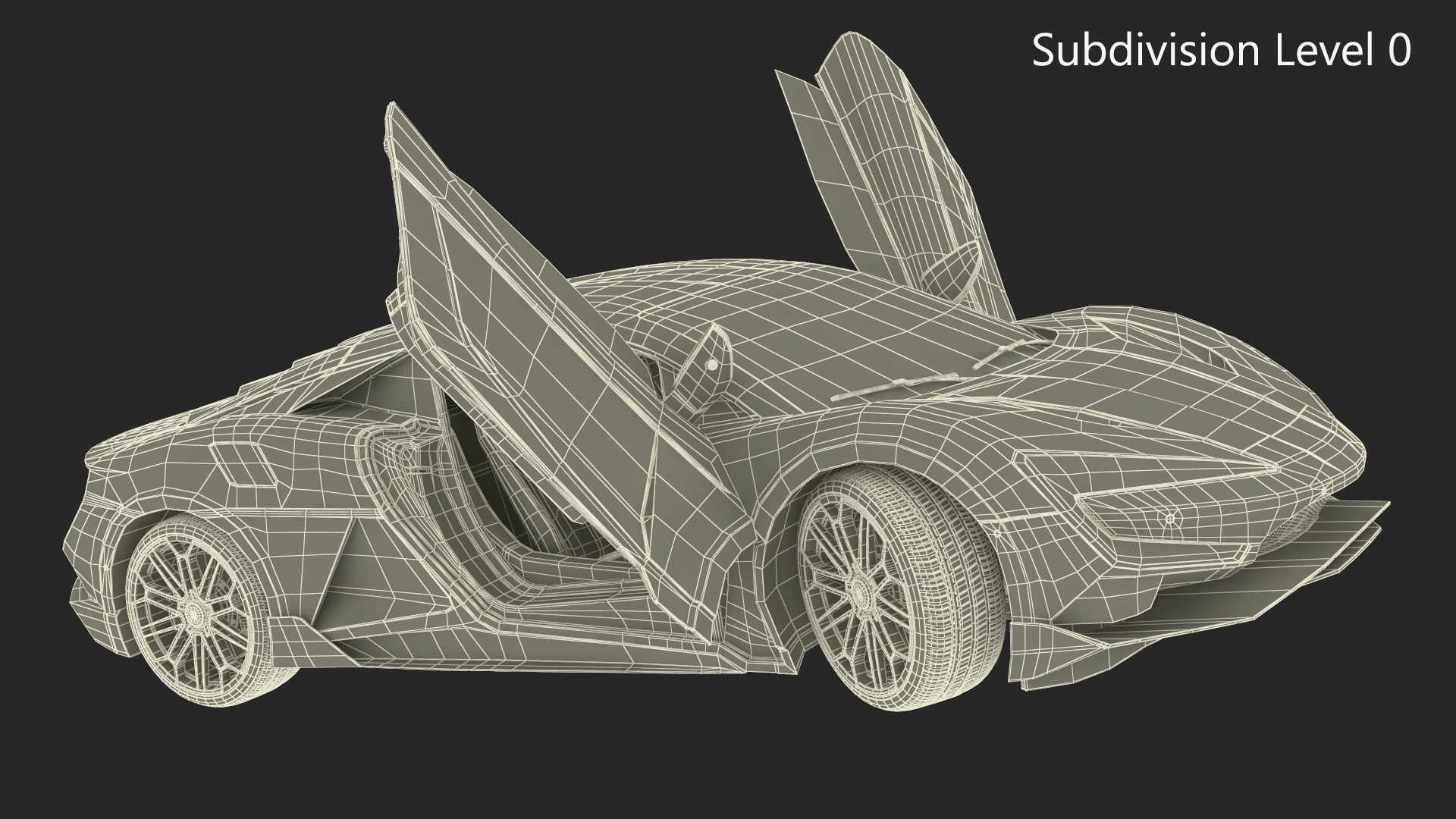 3D model Modern Yellow Supercar Coupe Rigged