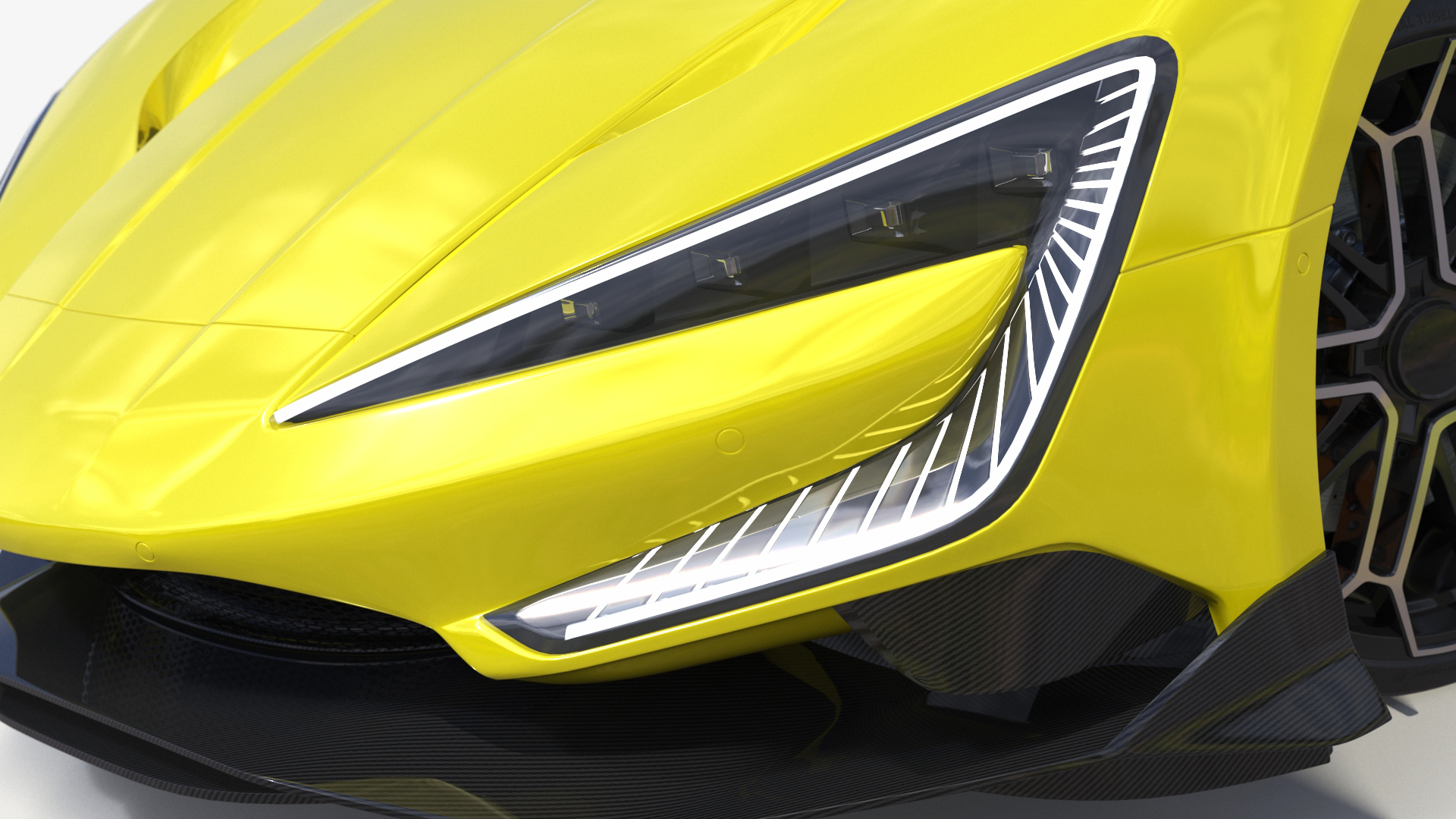 3D model Modern Yellow Supercar Coupe Rigged