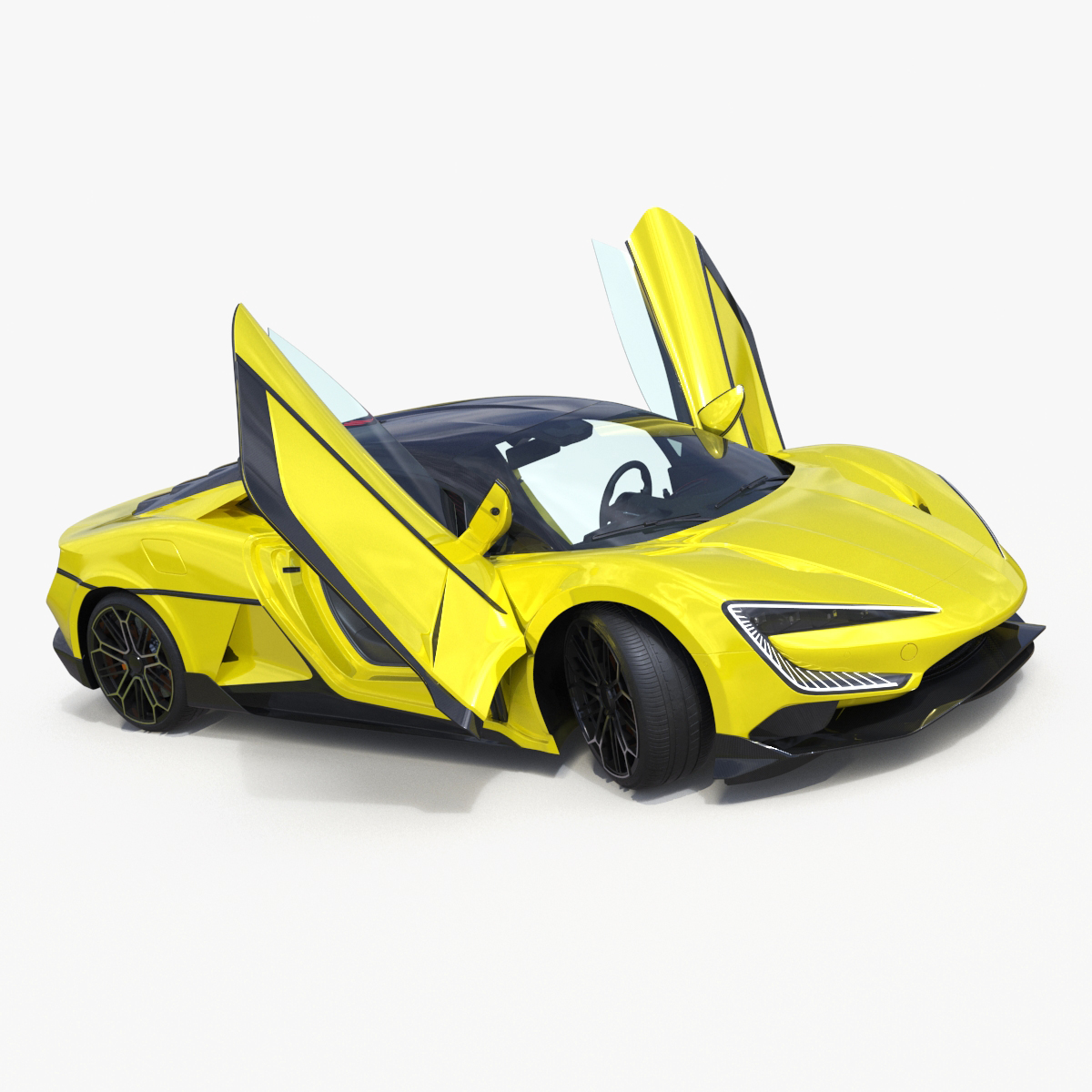 3D model Modern Yellow Supercar Coupe Rigged