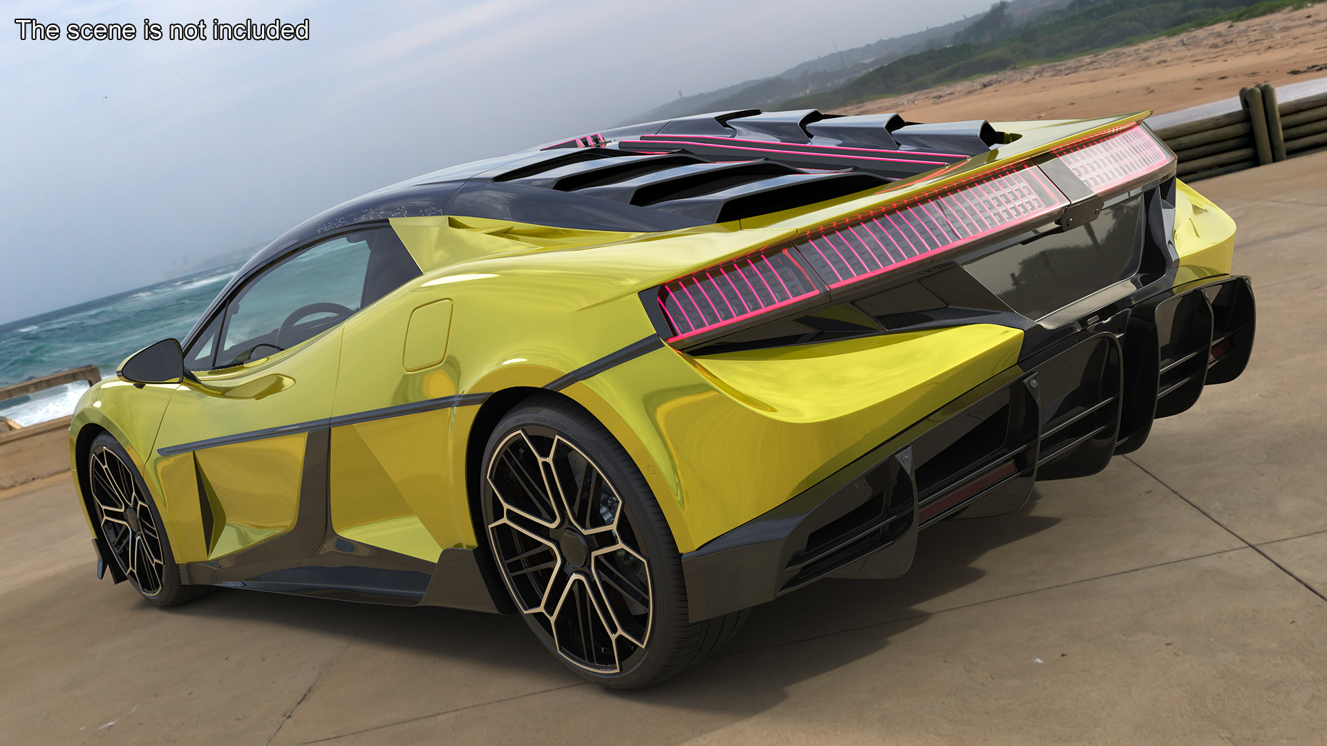 3D model Modern Yellow Supercar Coupe Rigged