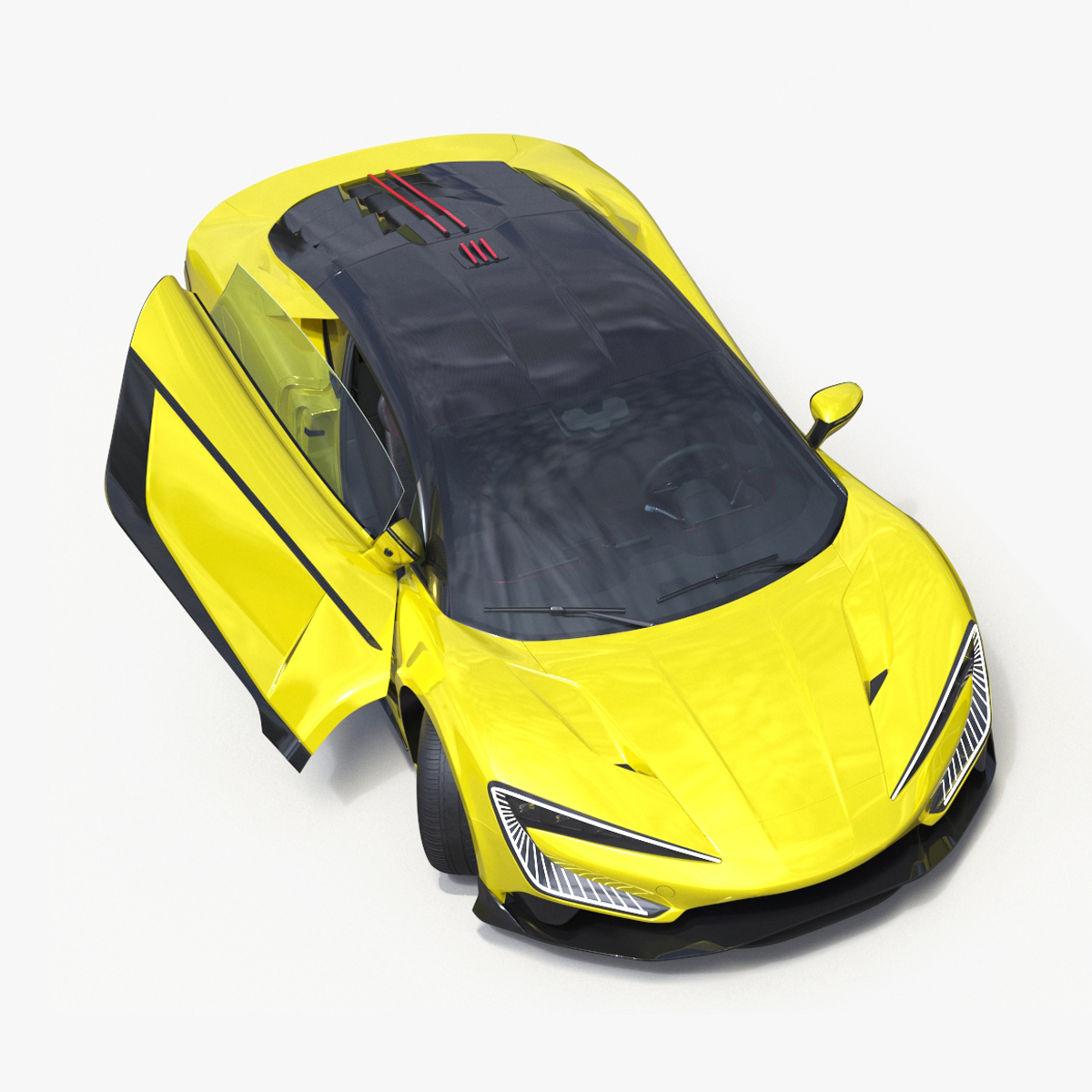 3D model Modern Yellow Supercar Coupe Rigged