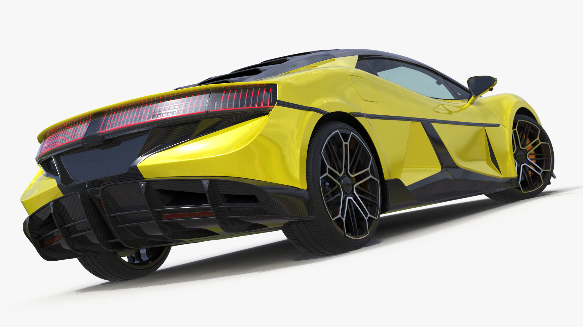 3D model Modern Yellow Supercar Coupe Rigged