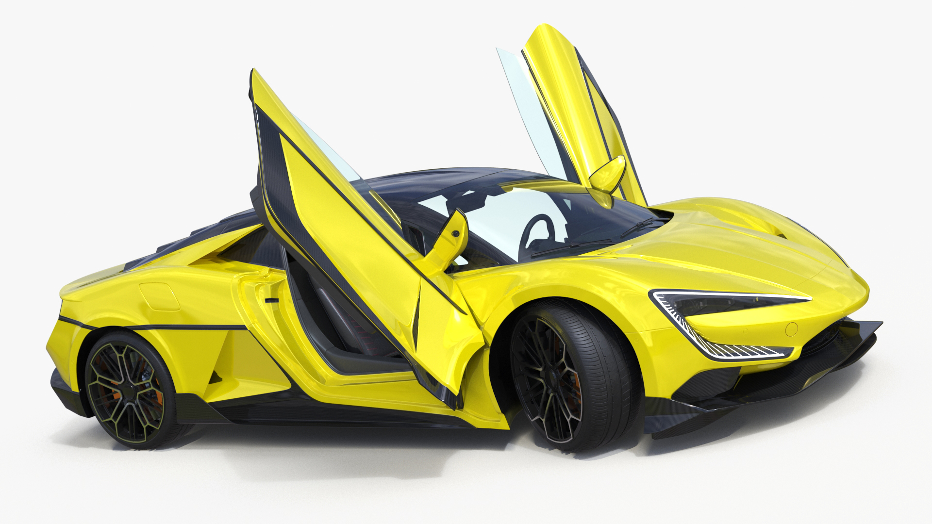 3D model Modern Yellow Supercar Coupe Rigged