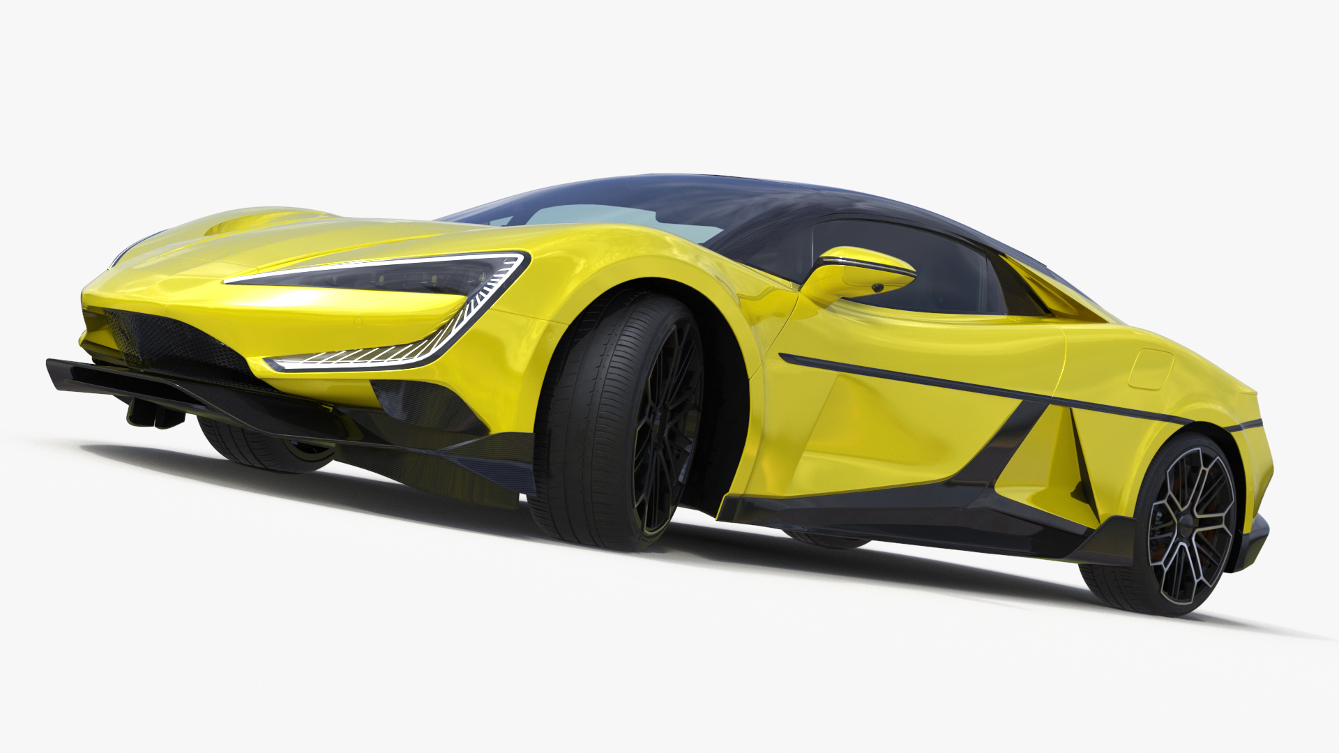 3D model Modern Yellow Supercar Coupe Rigged