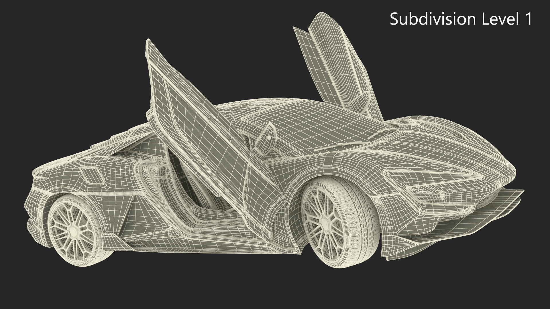 3D model Modern Yellow Supercar Coupe Rigged