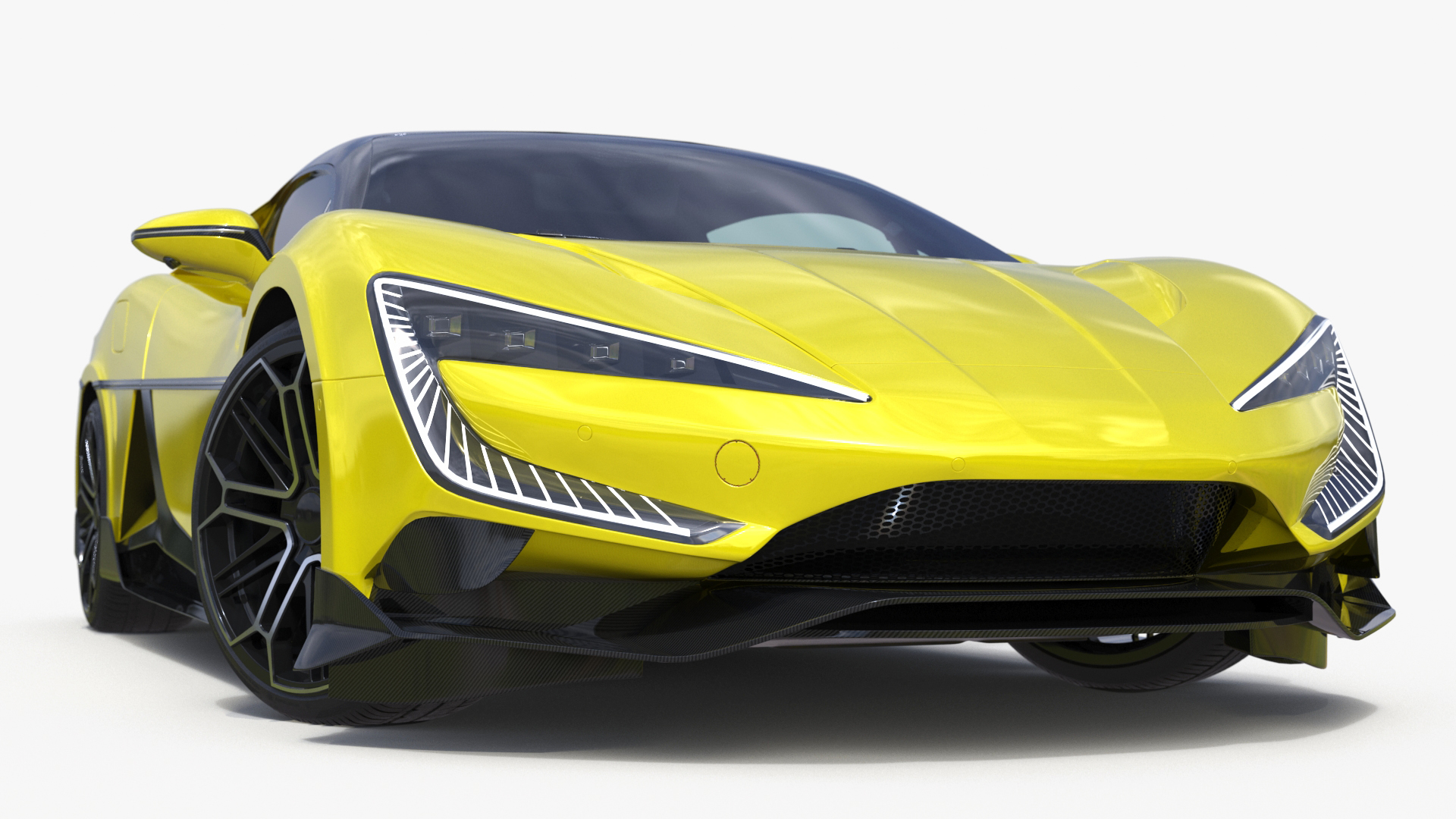 3D model Modern Yellow Supercar Coupe Rigged