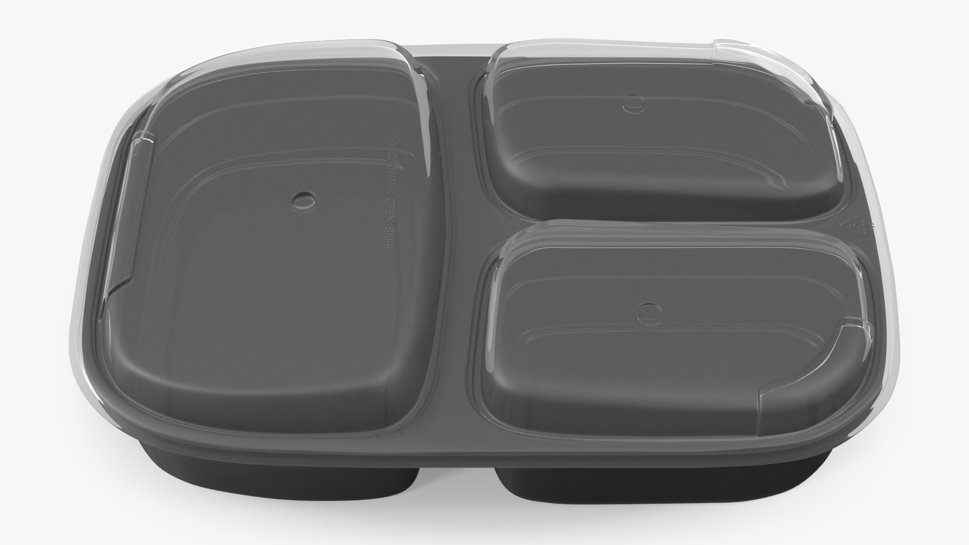 3D model Plastic 3 Compartment Meal Prep Container with Lid